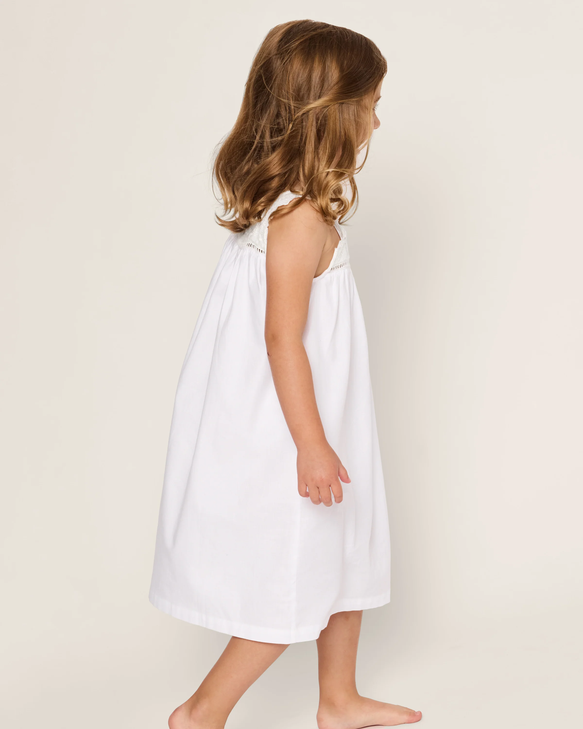 Girl's Twill Esme Nightgown in White - Image 3