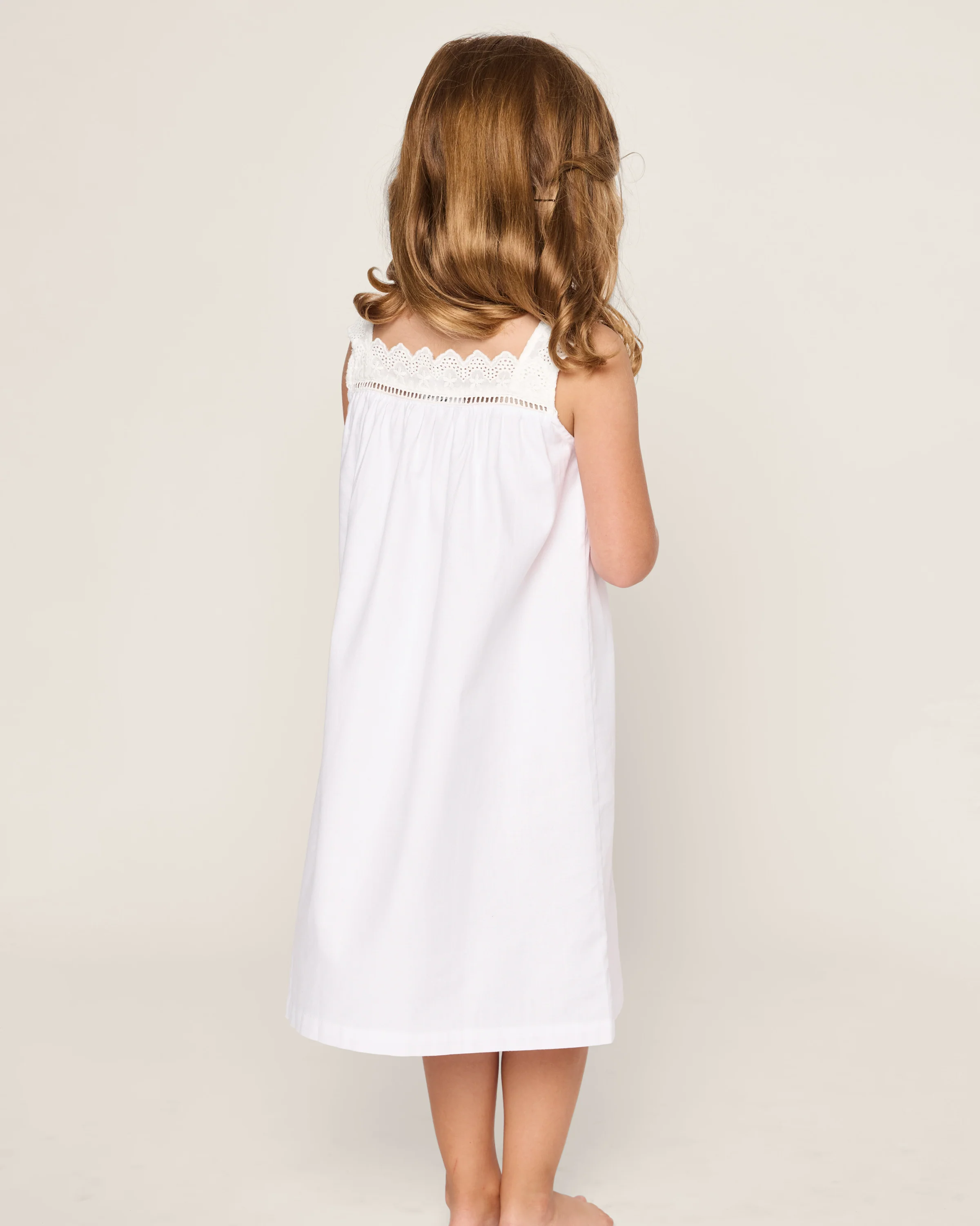 Girl's Twill Esme Nightgown in White - Image 4