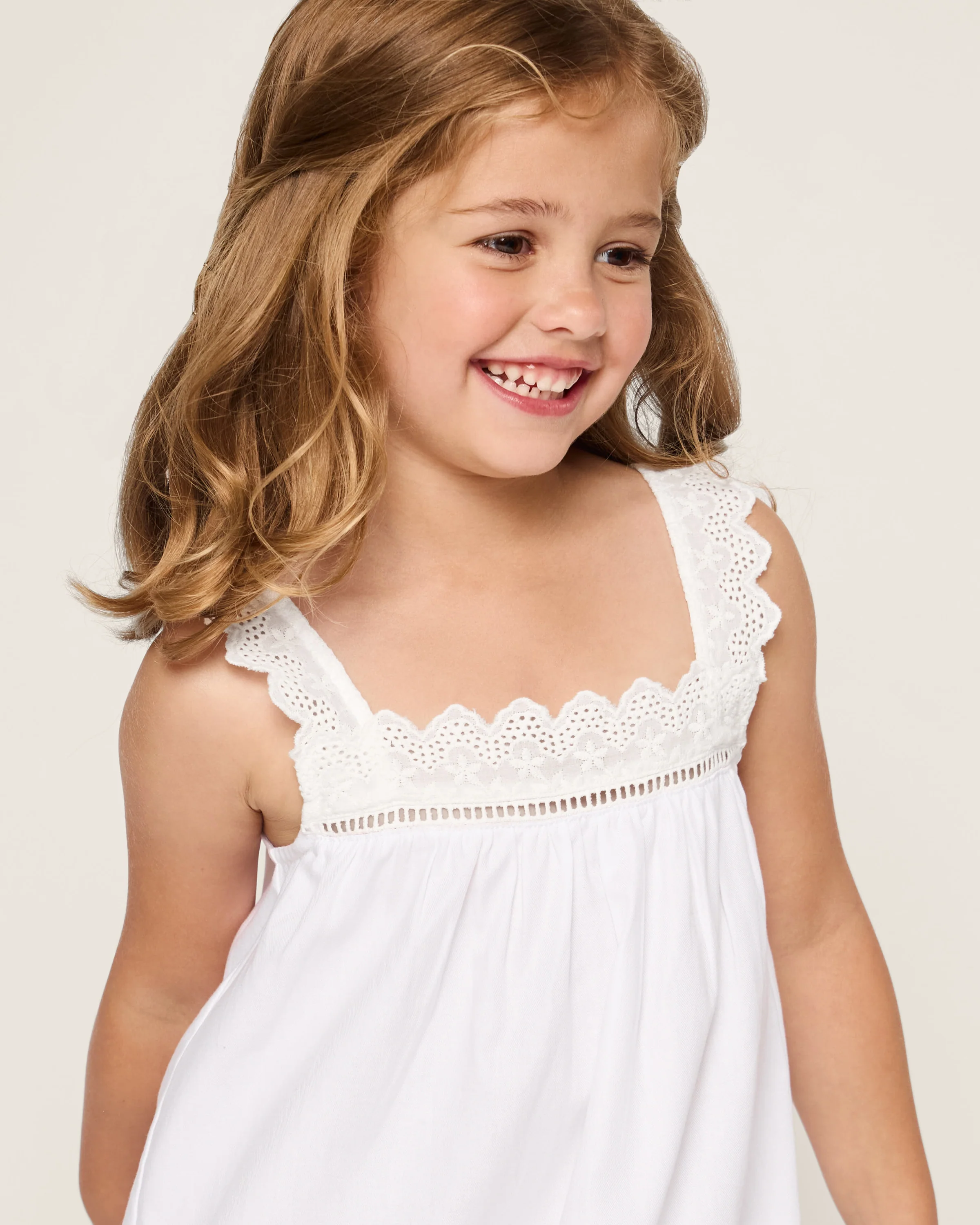 Girl's Twill Esme Nightgown in White - Image 5