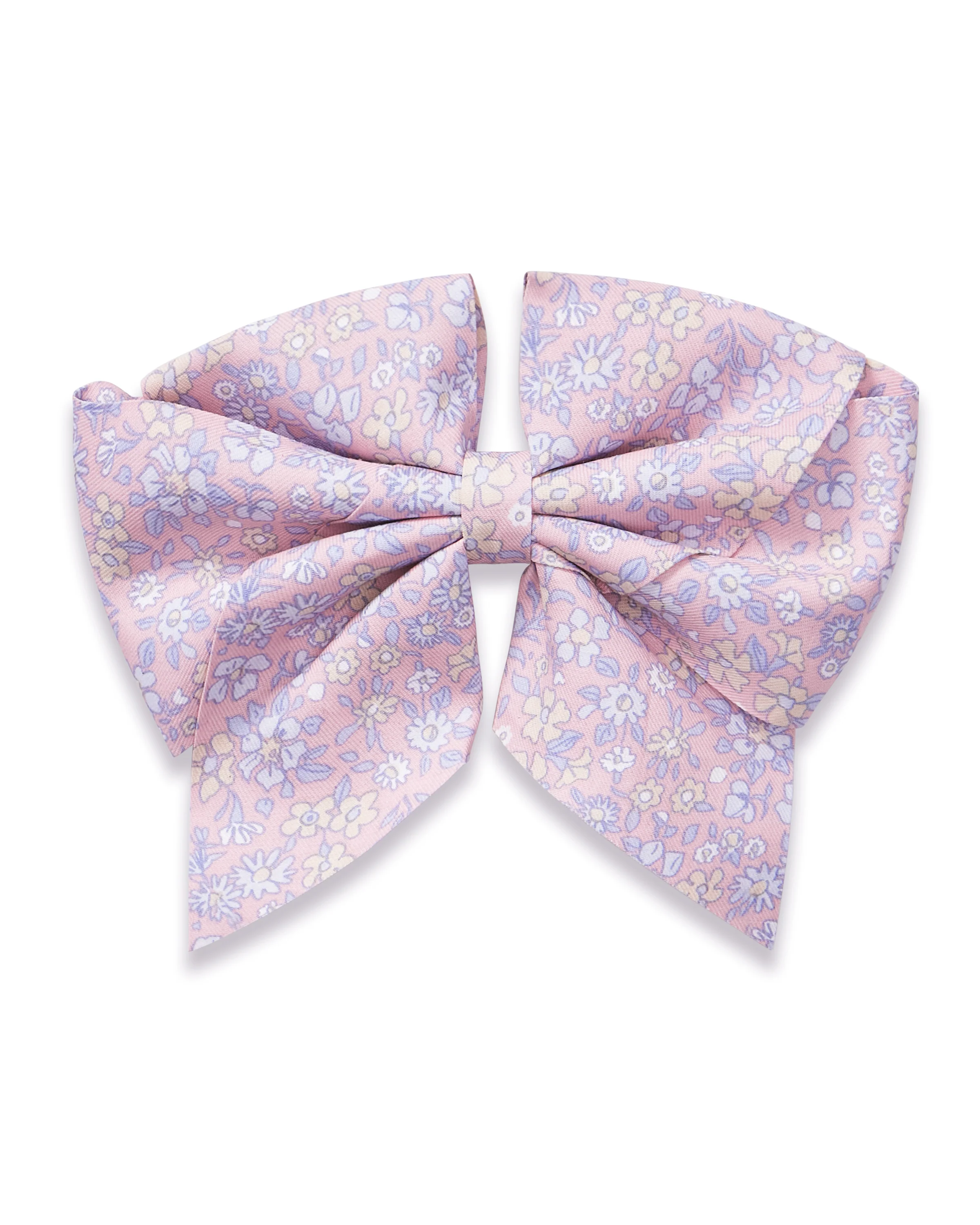 Girl's Twill Hair Bows in Fleur Blush - Image 4