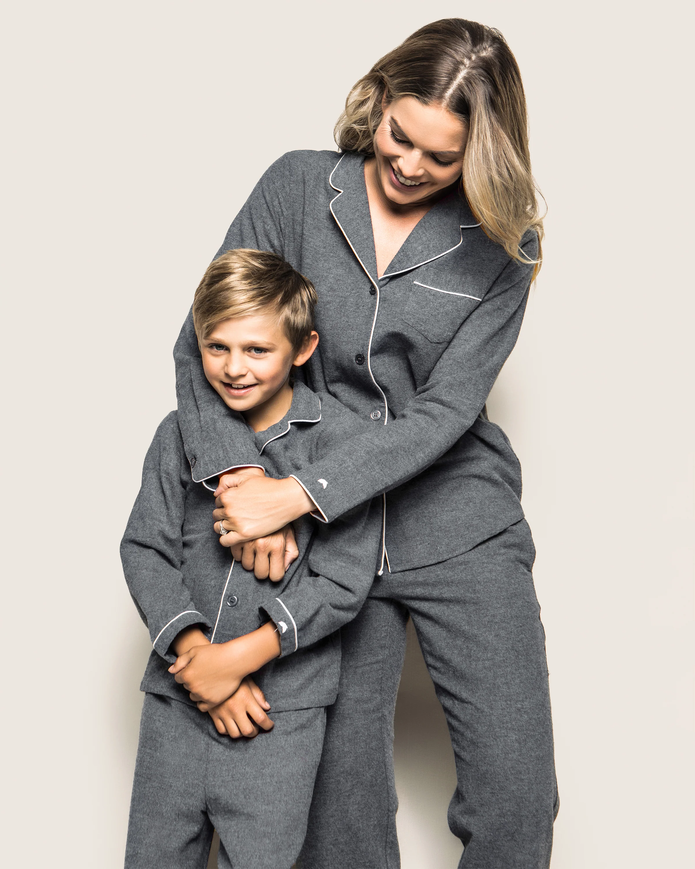 Kid's Flannel Pajama Set in Grey - Image 4