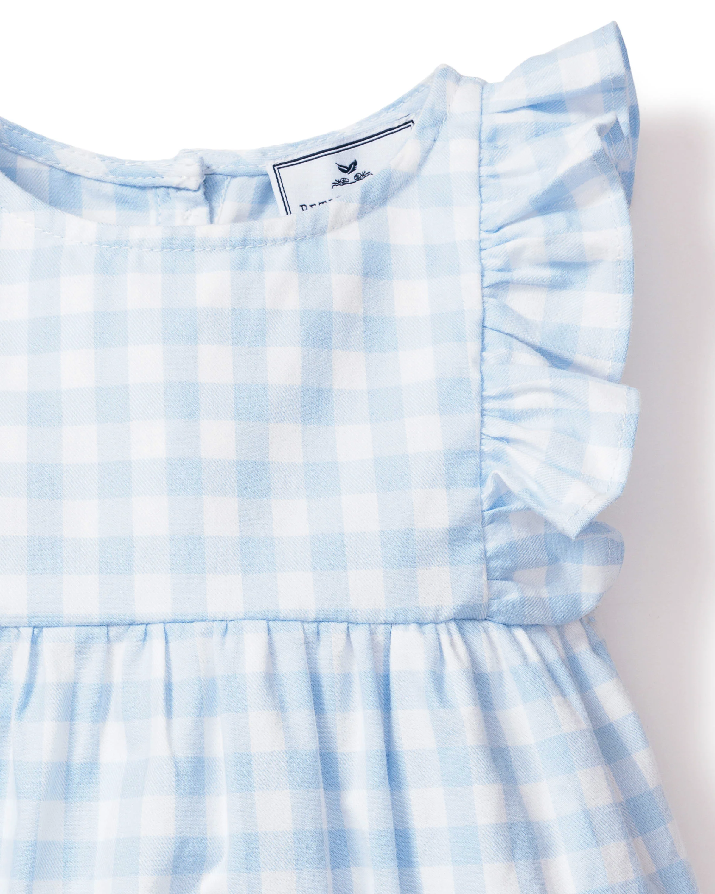 Baby's Twill Ruffled Romper in Light Blue Gingham - Image 3