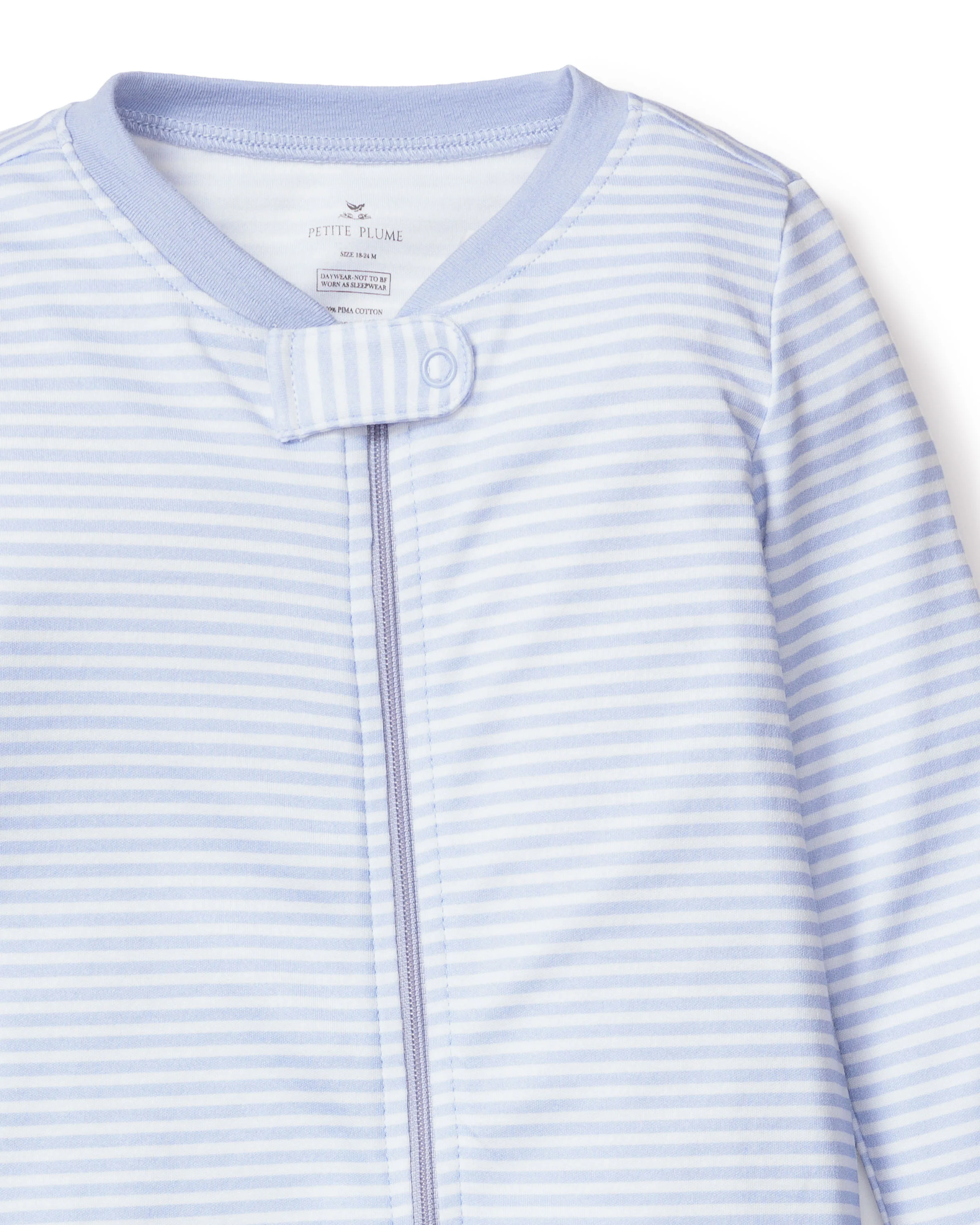 Baby's Pima Romper in Blue Stripes - Image 3