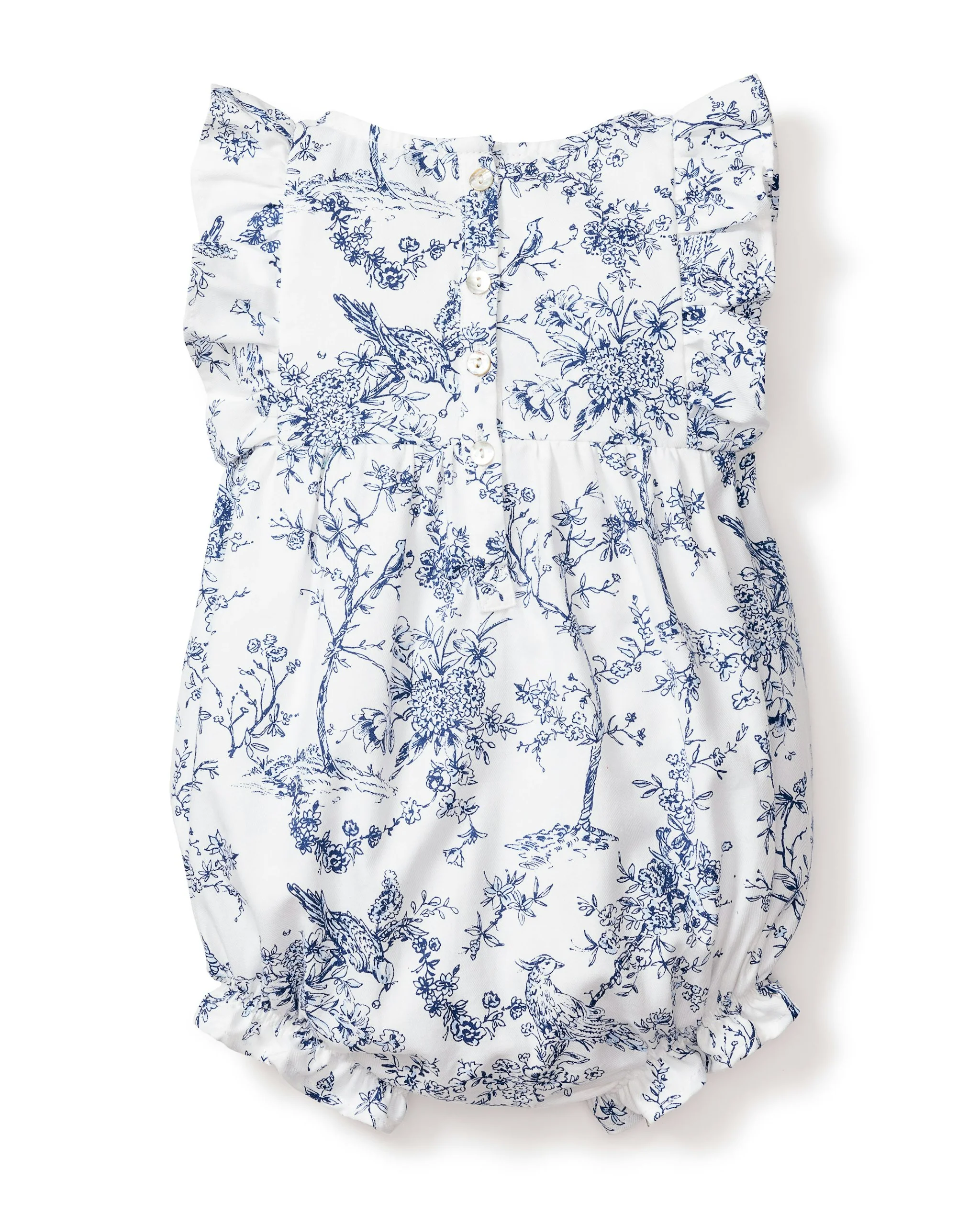 Baby's Twill Ruffled Romper in Timeless Toile - Image 2