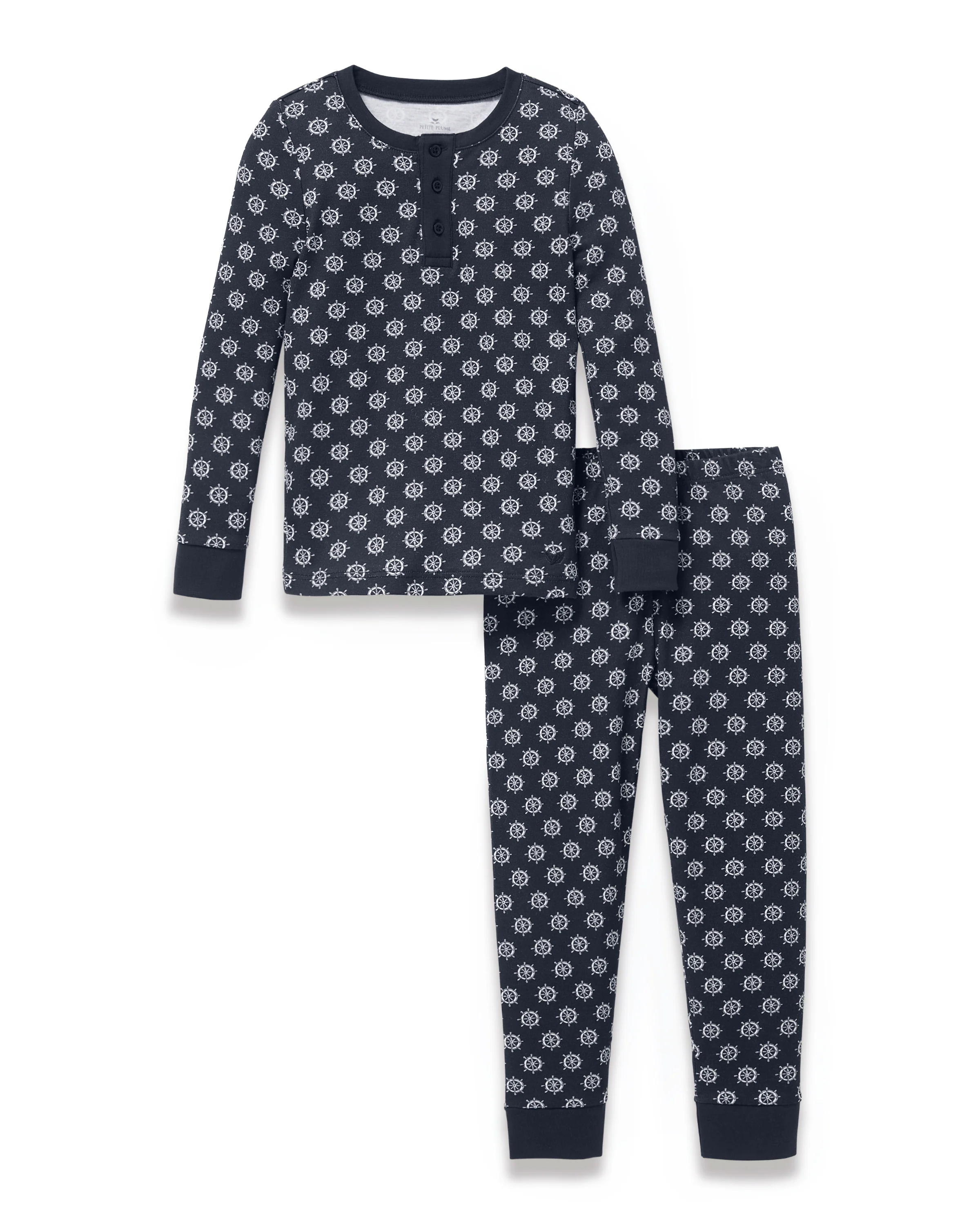 Kid's Pima Snug Fit Pajama Set in Captain's Compass - Image 5