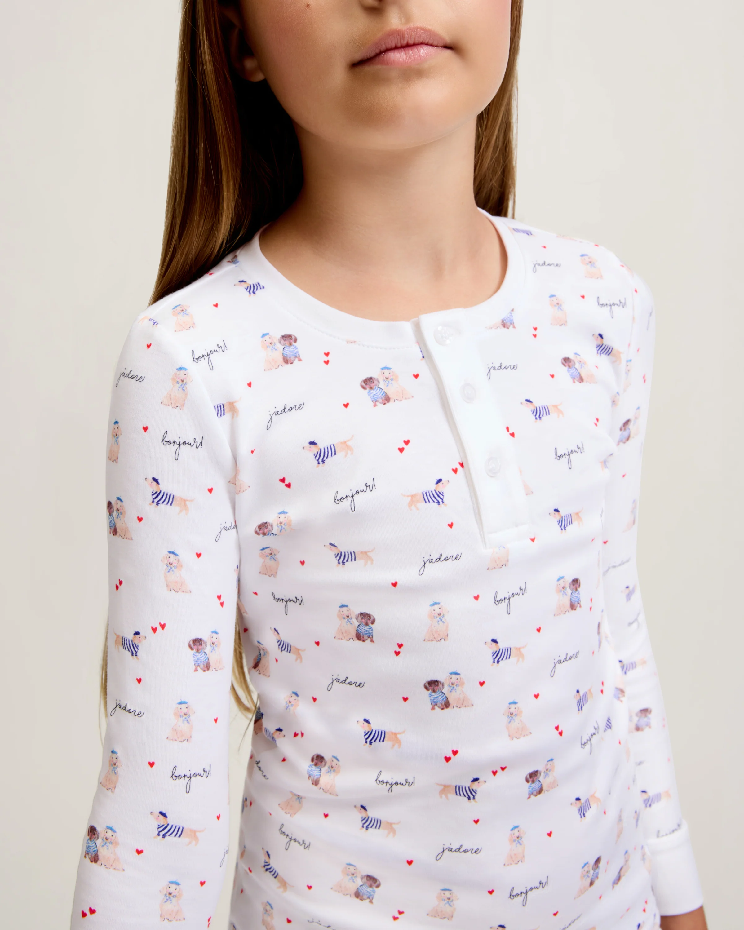 Kid's Pima Snug Fit Pajama Set in Le Woof - Image 2