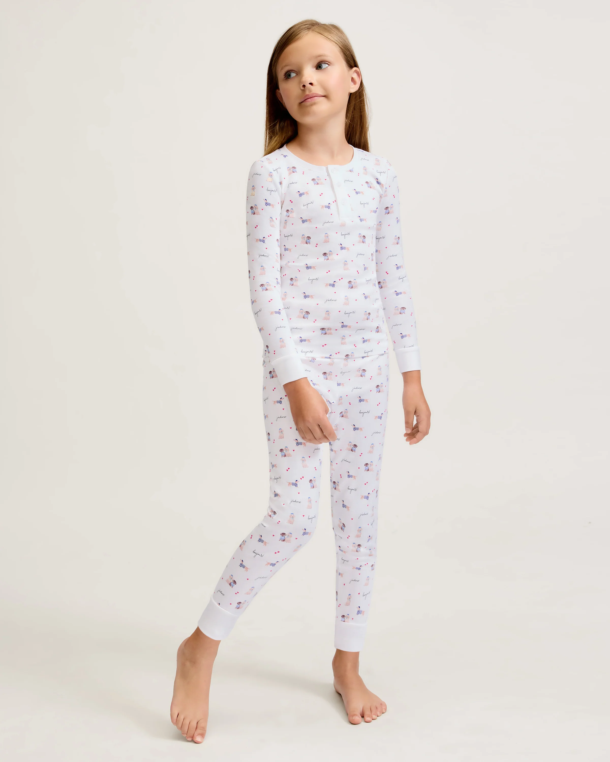 Kid's Pima Snug Fit Pajama Set in Le Woof - Image 3