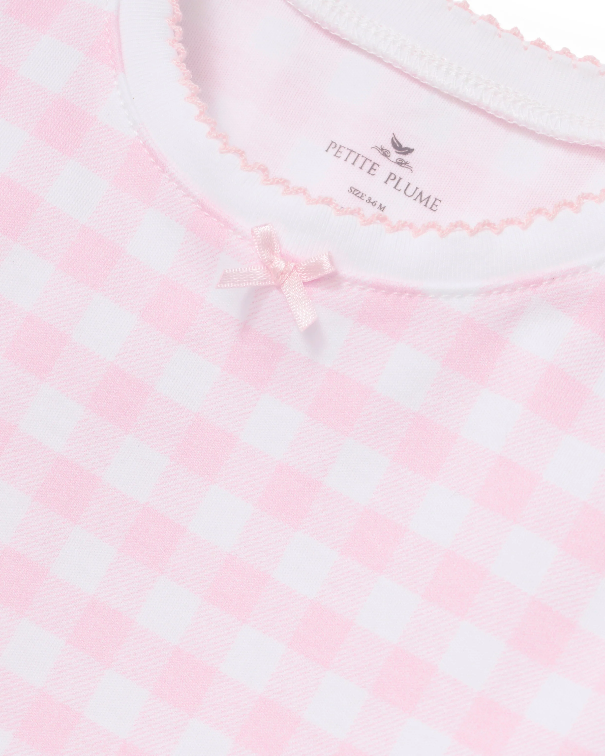 Kid's Pima Snug Fit Pajama Set in Pink Gingham - Image 6