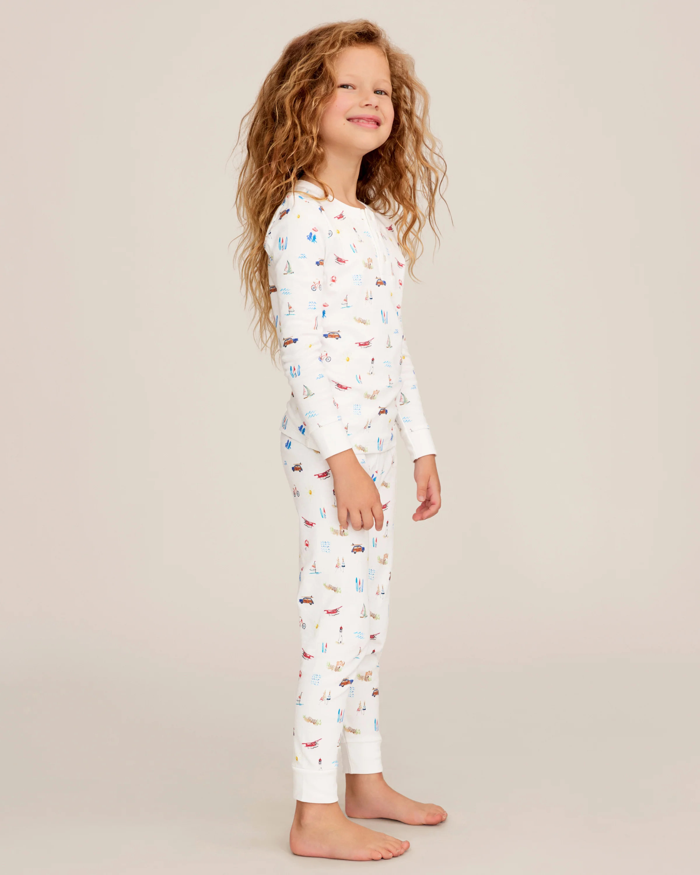 Kid's Pima Snug Fit Pajama Set in Summer Nostalgia