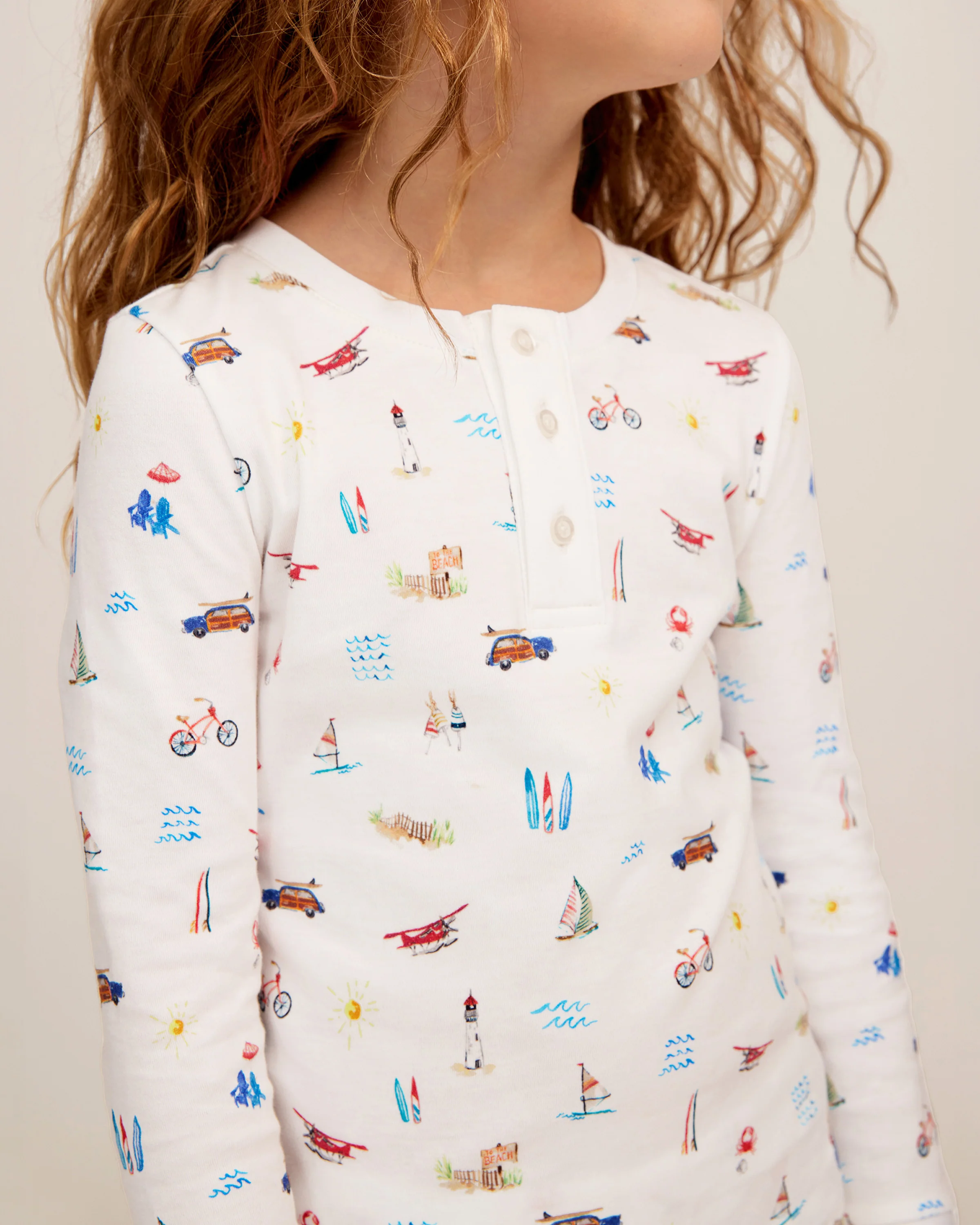 Kid's Pima Snug Fit Pajama Set in Summer Nostalgia - Image 2