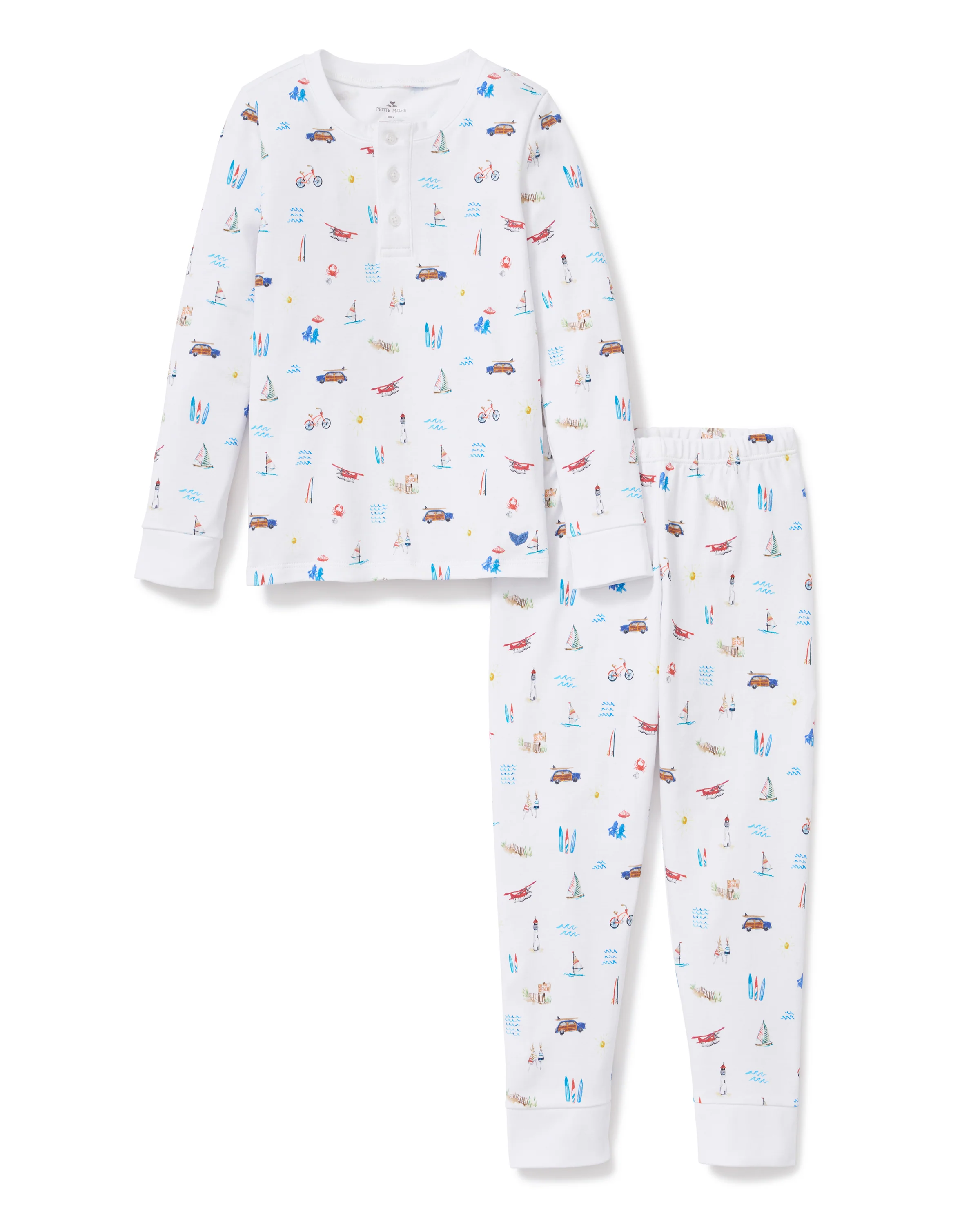 Kid's Pima Snug Fit Pajama Set in Summer Nostalgia - Image 4