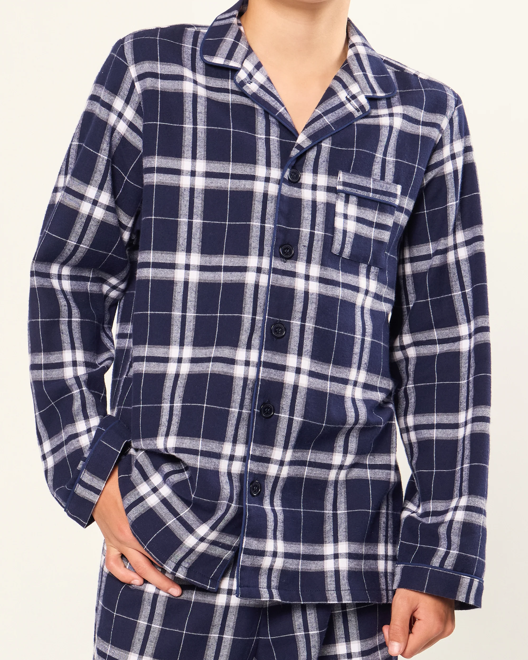 Kid's Brushed Twill Pajama Set in Oxford Tartan - Image 3