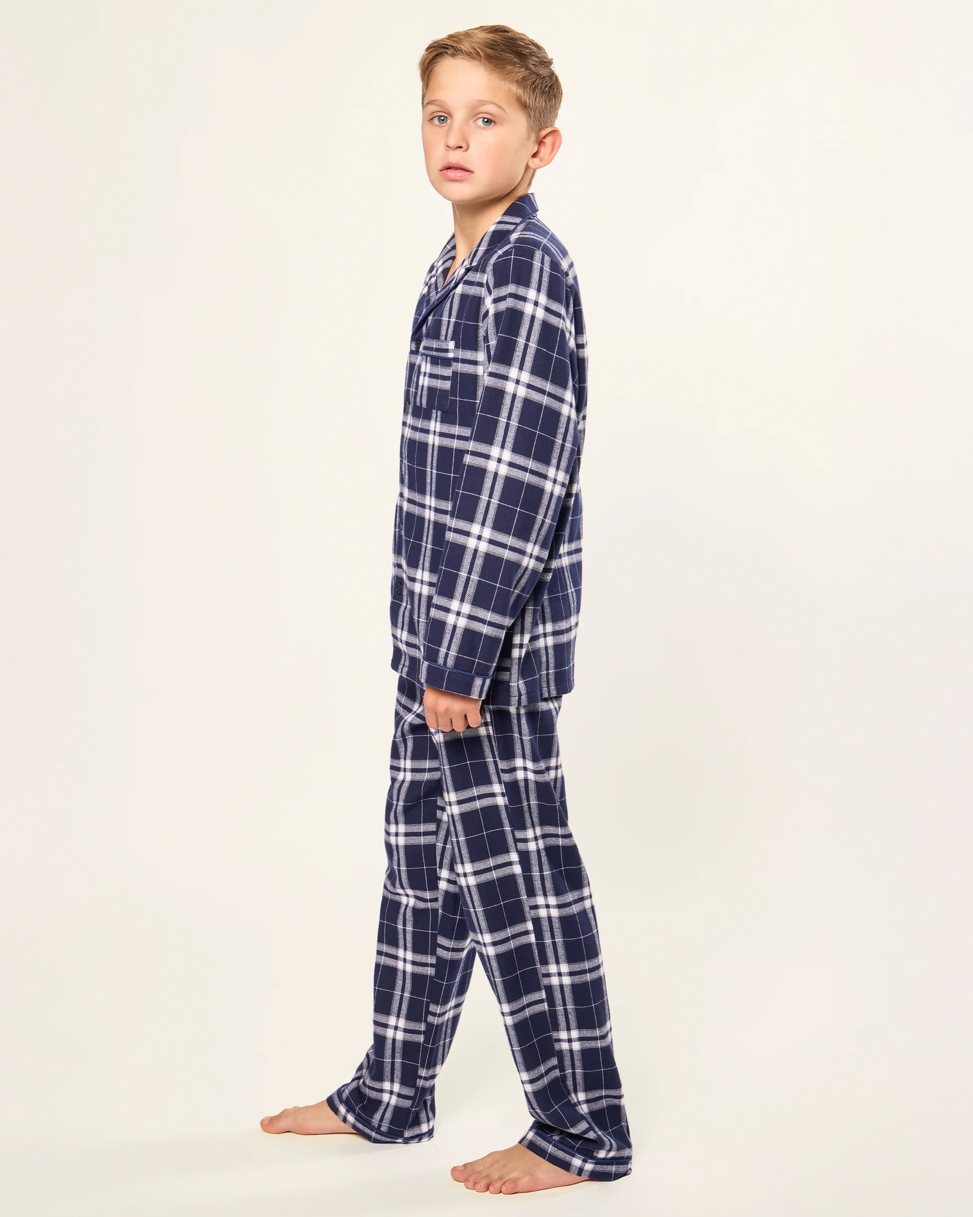 Kid's Brushed Twill Pajama Set in Oxford Tartan - Image 4