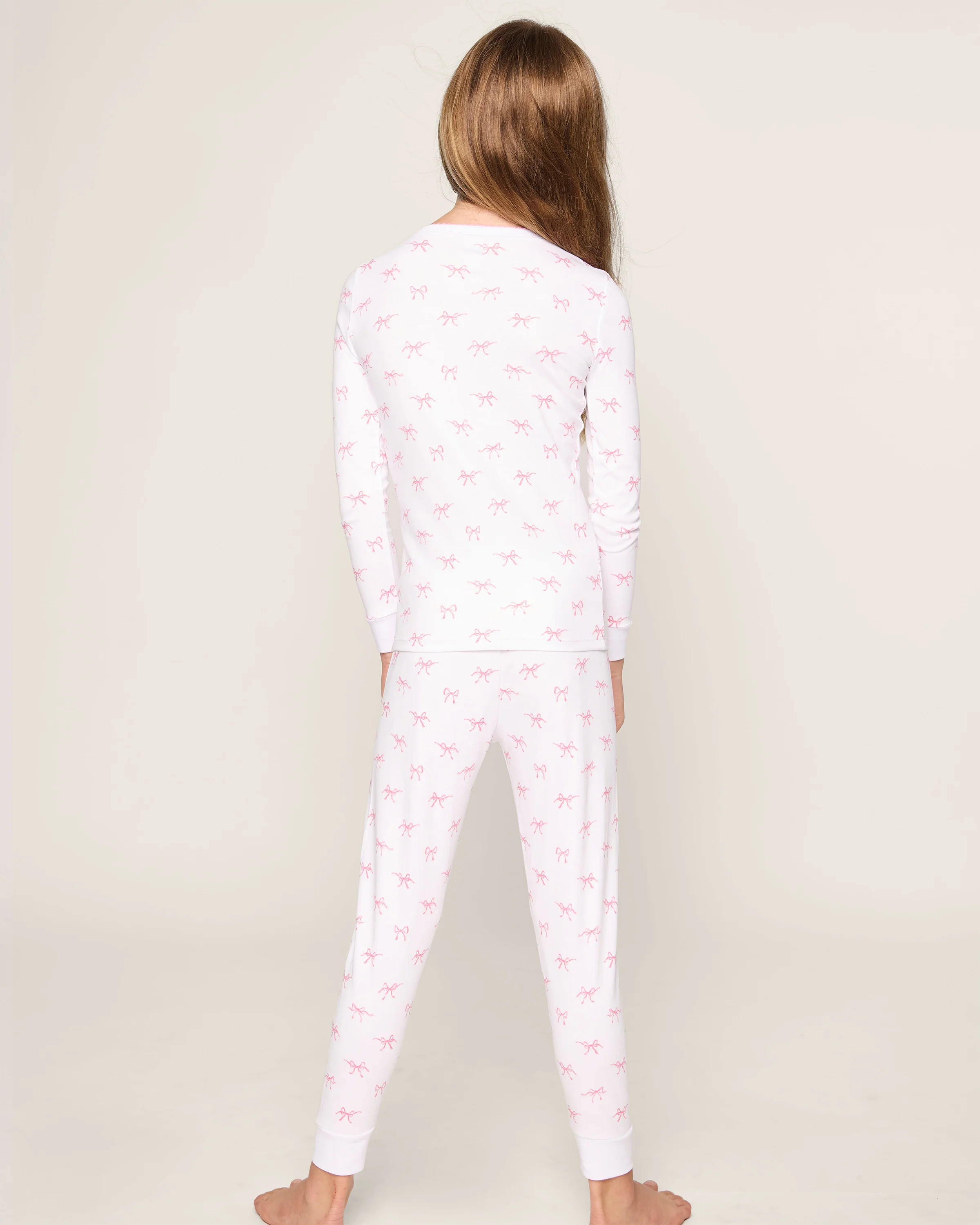 Kid's Pima Snug Fit Pajama Set in Blushing Bows - Image 4