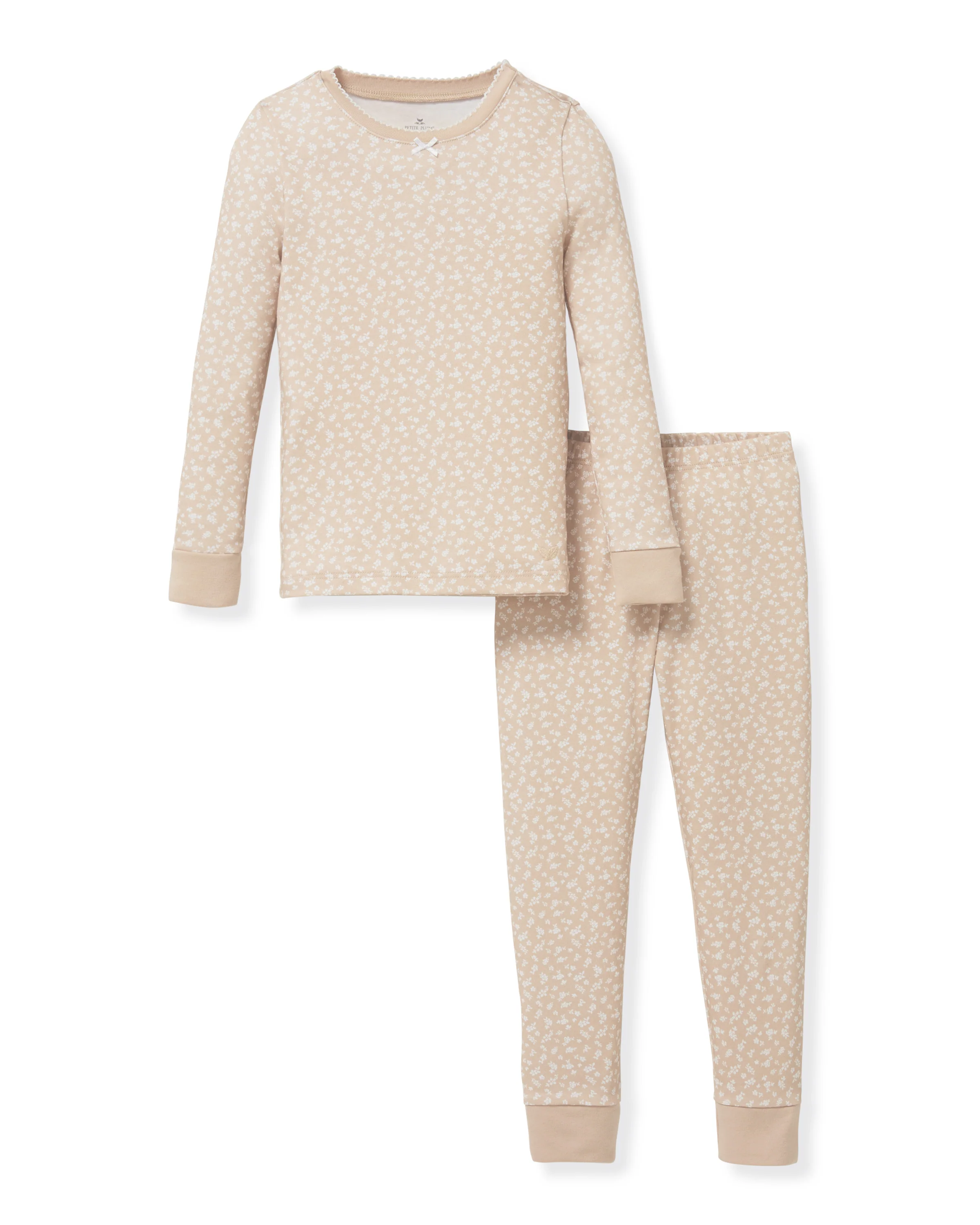 Kid's Pima Snug Fit Pajama Set in Ditsy Waltz Camel