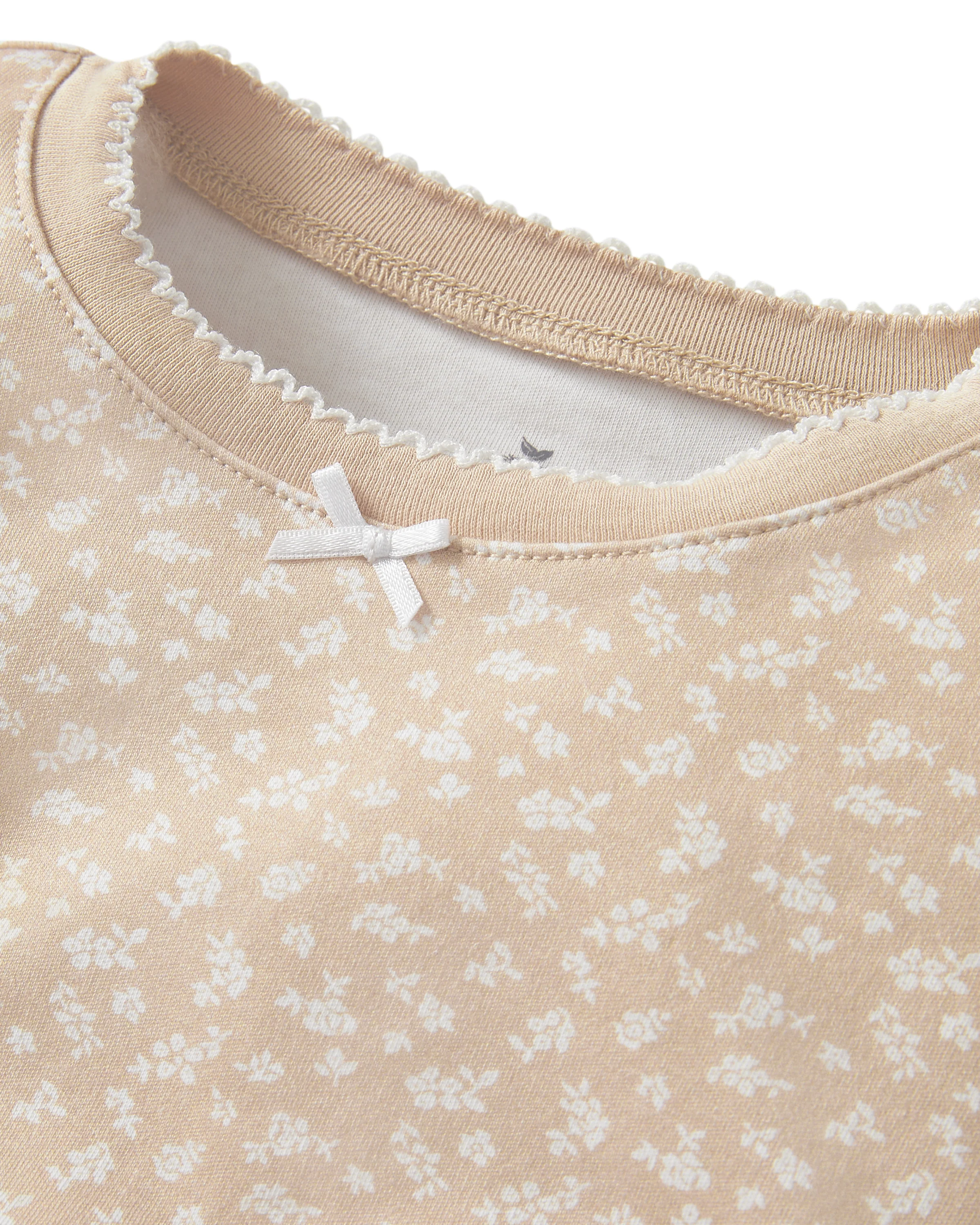 Kid's Pima Snug Fit Pajama Set in Ditsy Waltz Camel - Image 6