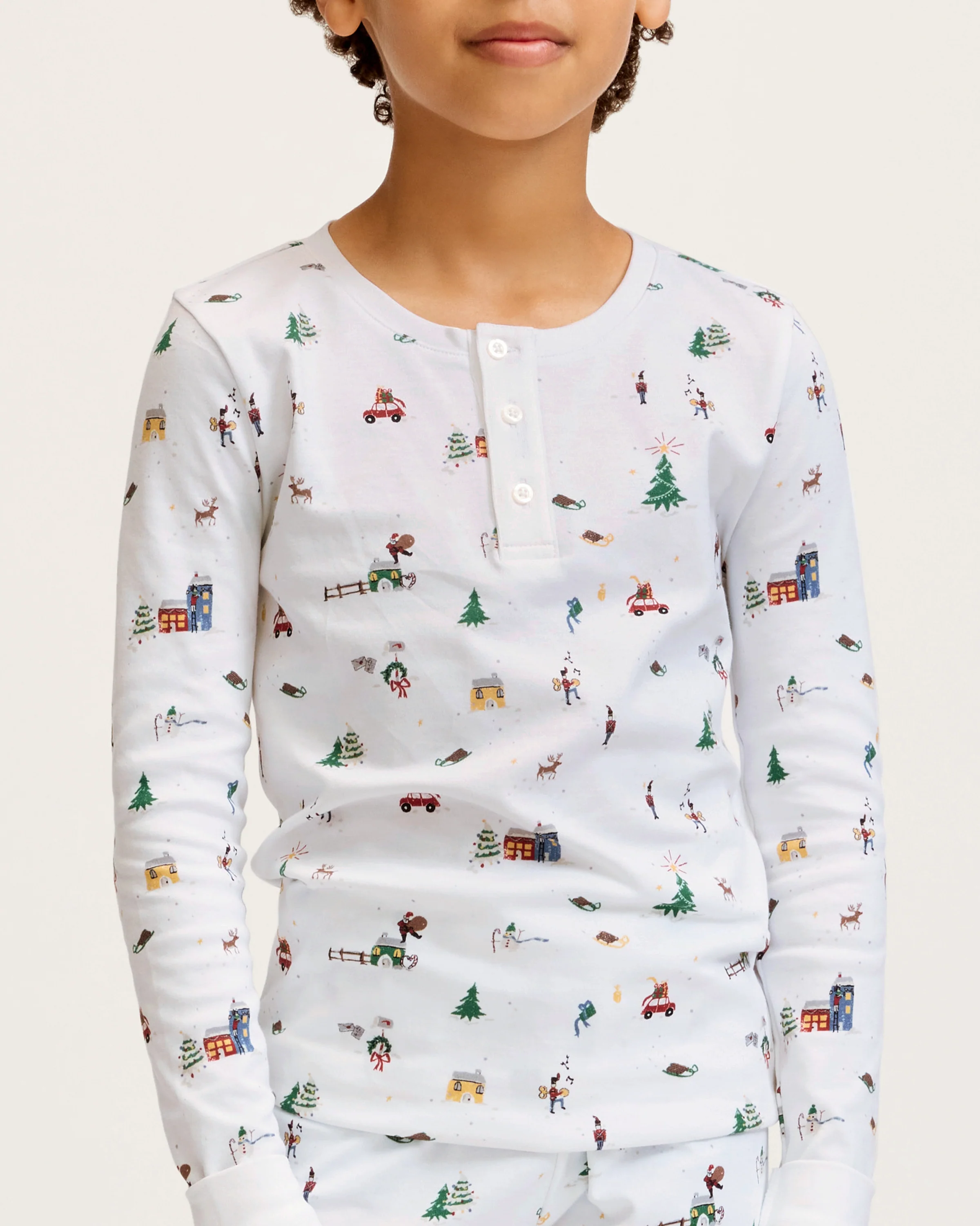 Kids Pima Snug Fit Pajama Set in Holiday Town - Image 3