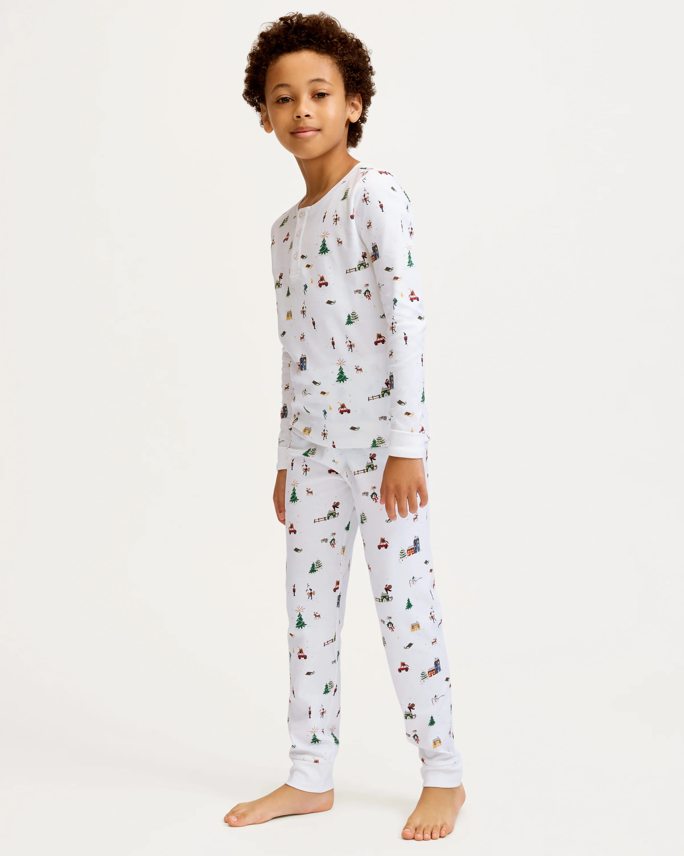 Kids Pima Snug Fit Pajama Set in Holiday Town - Image 4