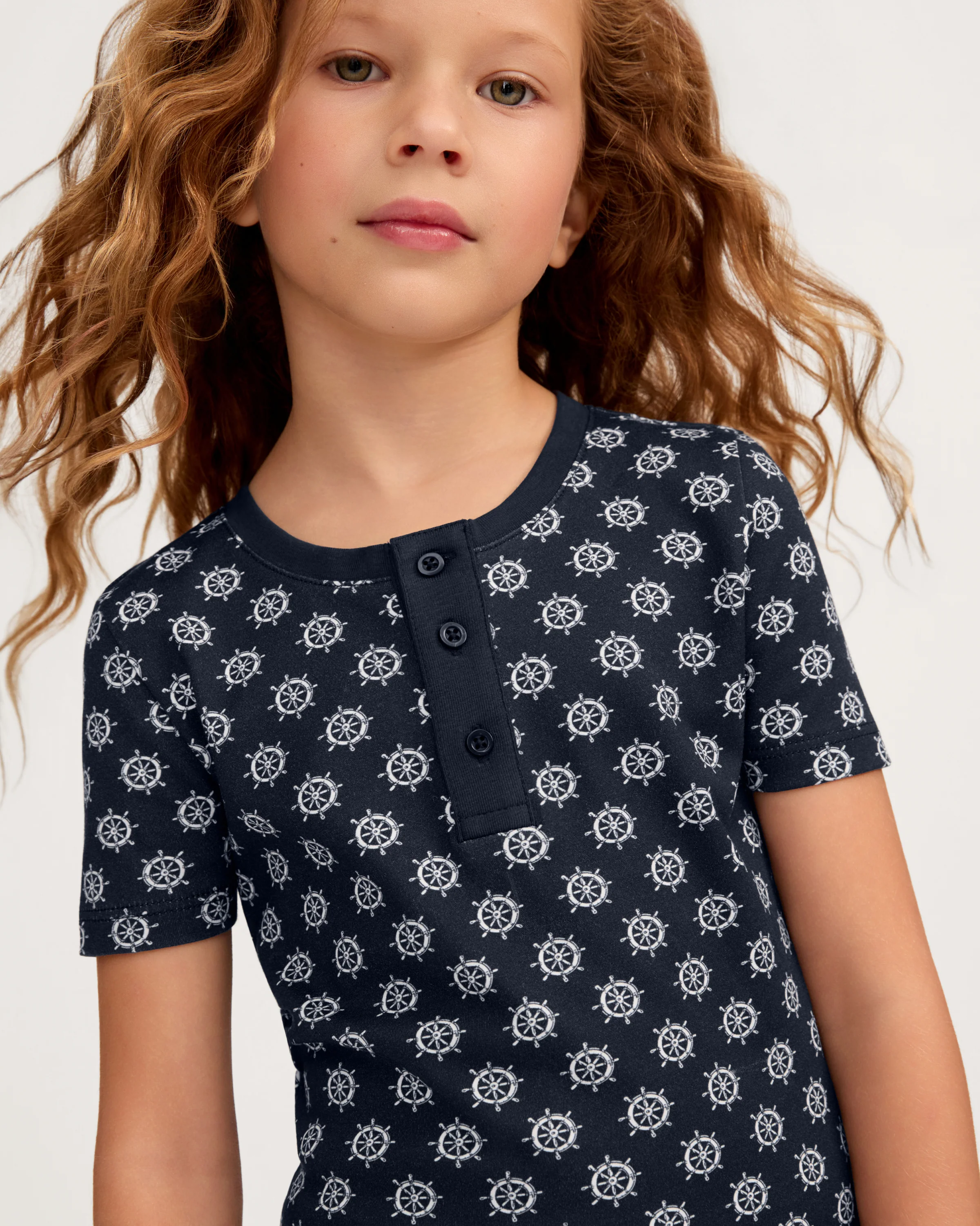 Kid's Pima Snug Fit Short Set in Captain's Compass - Image 2