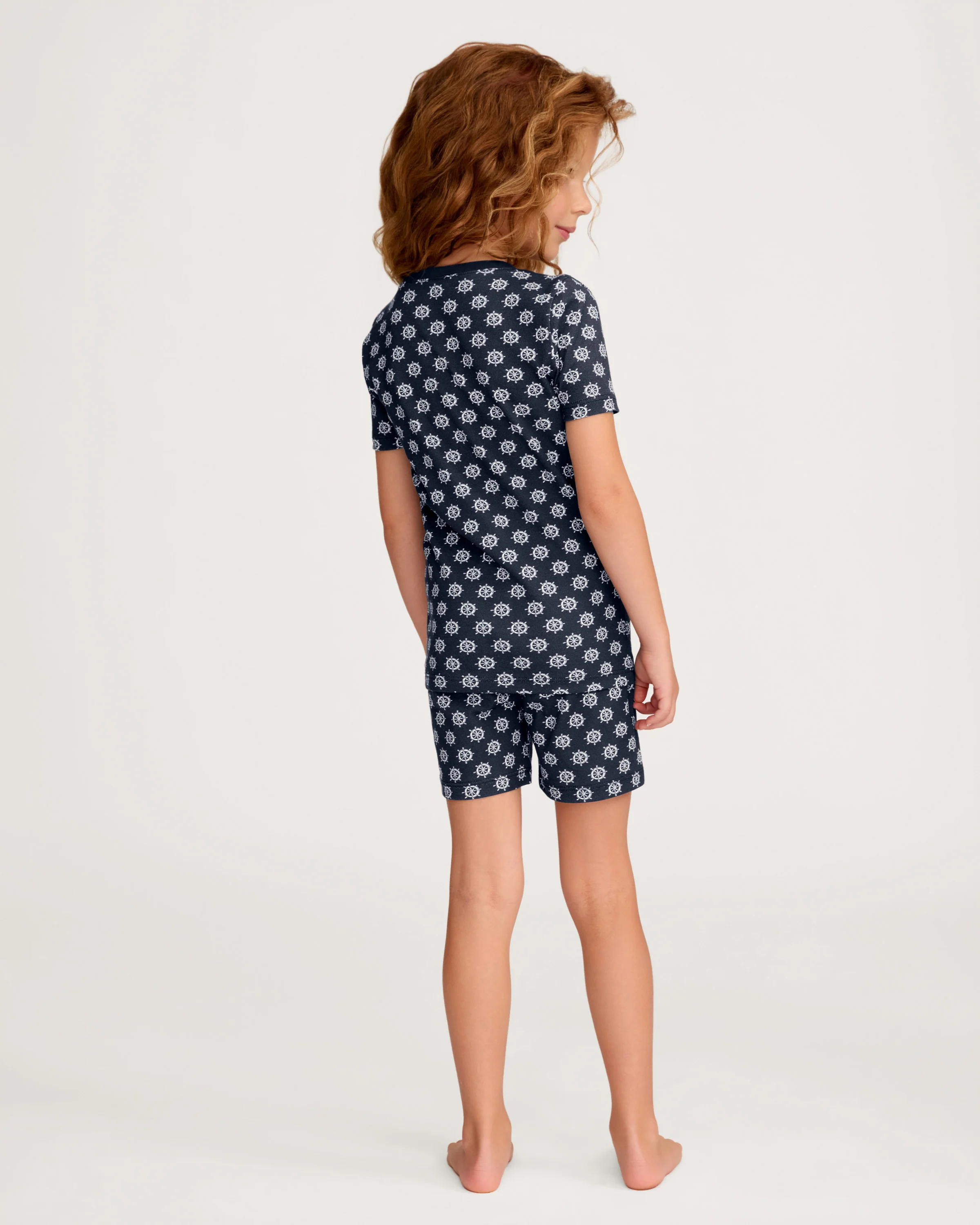 Kid's Pima Snug Fit Short Set in Captain's Compass - Image 4