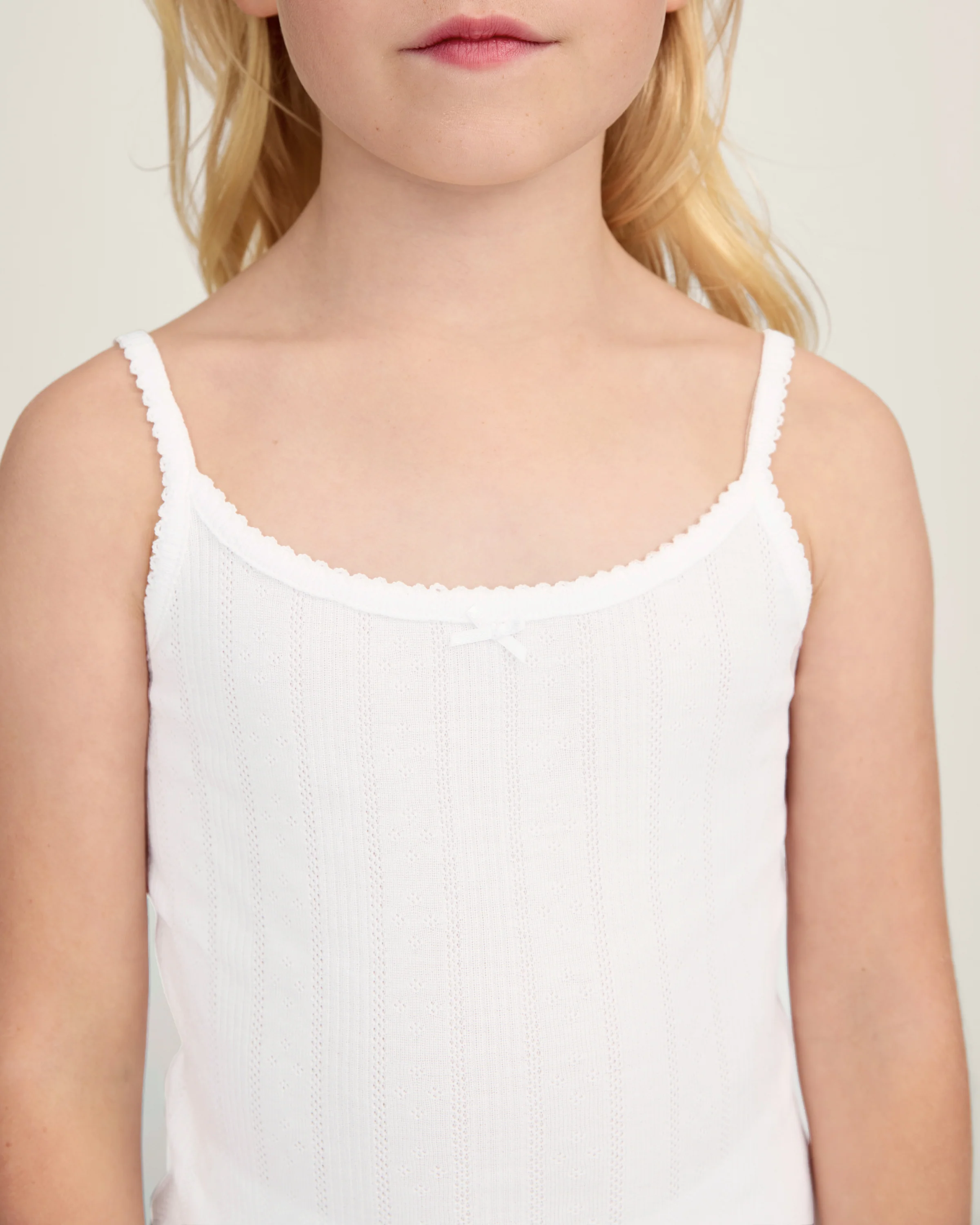 Kid's Pointelle Cami Set of 2 in White & Pink Floral - Image 3