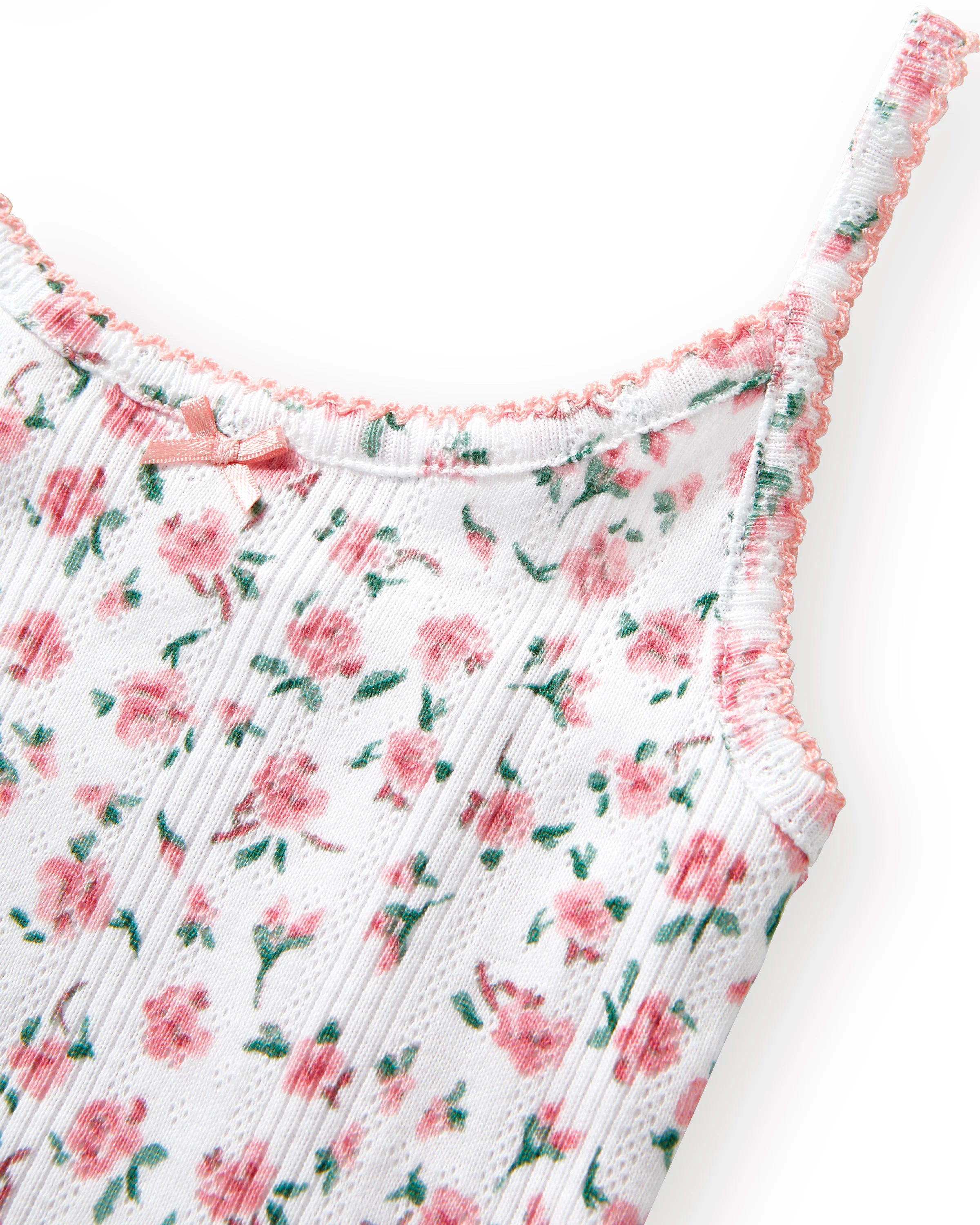 Kid's Pointelle Cami Set of 2 in White & Pink Floral - Image 9