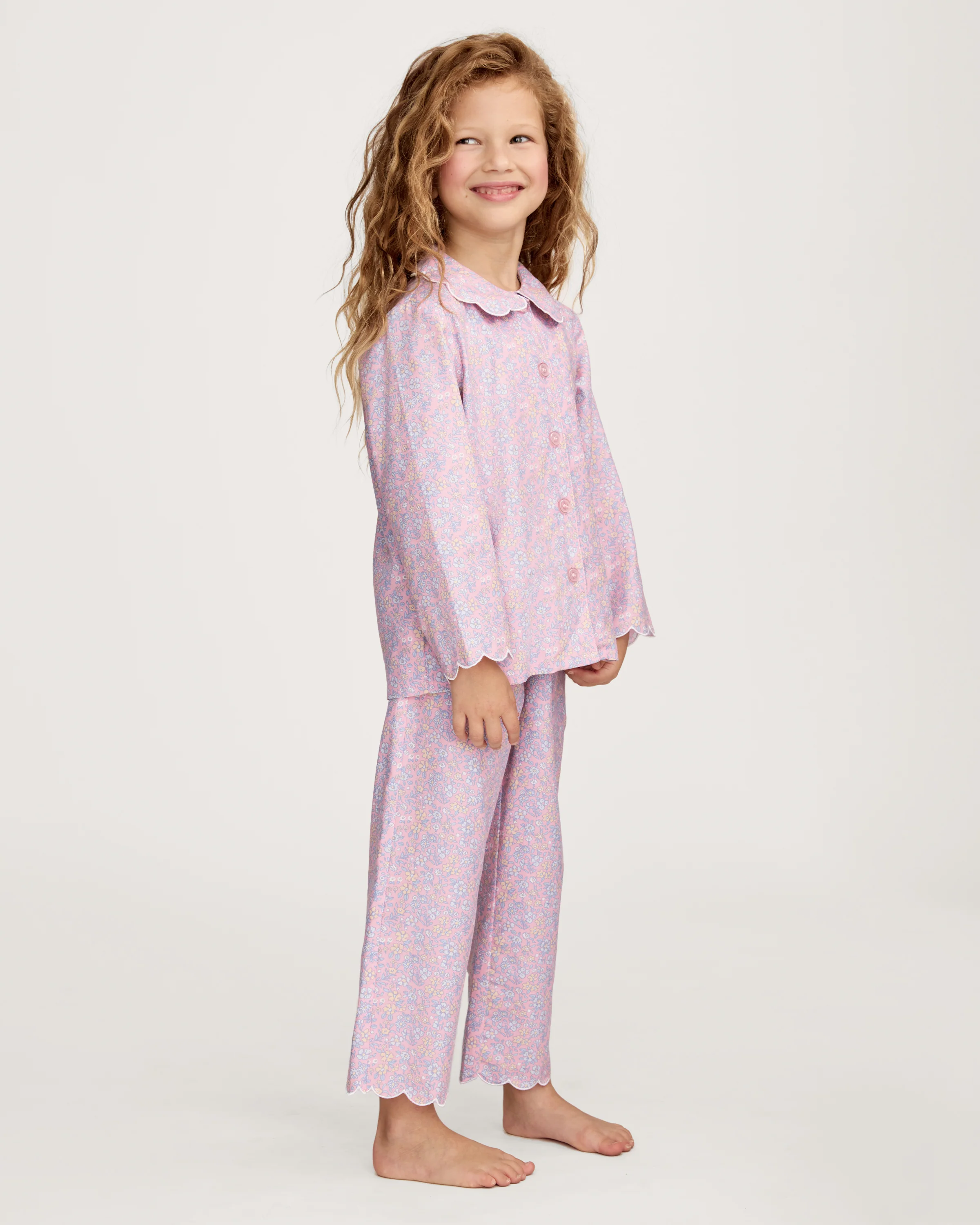 Kid's Twill Colette Pajama Set in Fleur Blush - Image 4