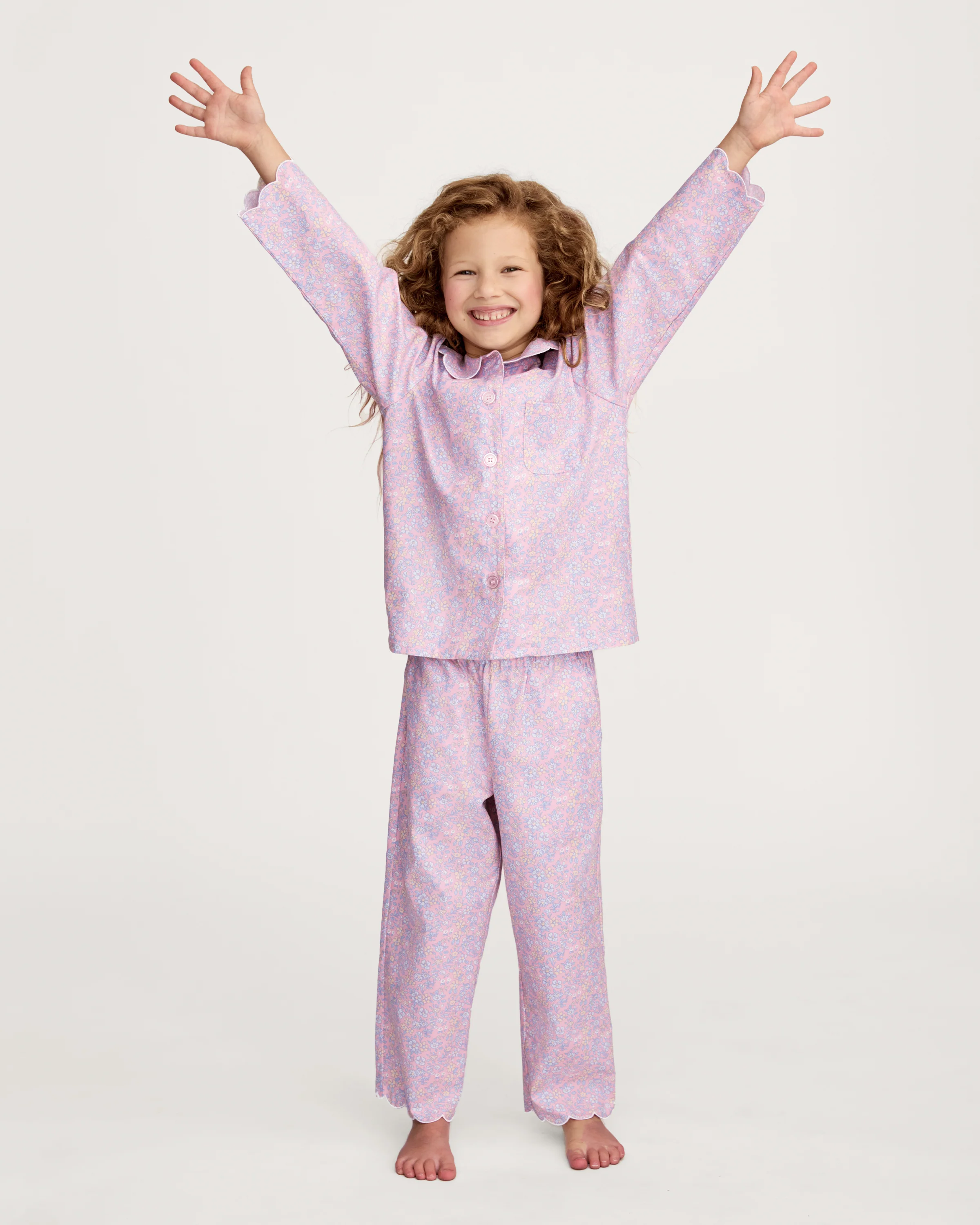 Kid's Twill Colette Pajama Set in Fleur Blush - Image 6