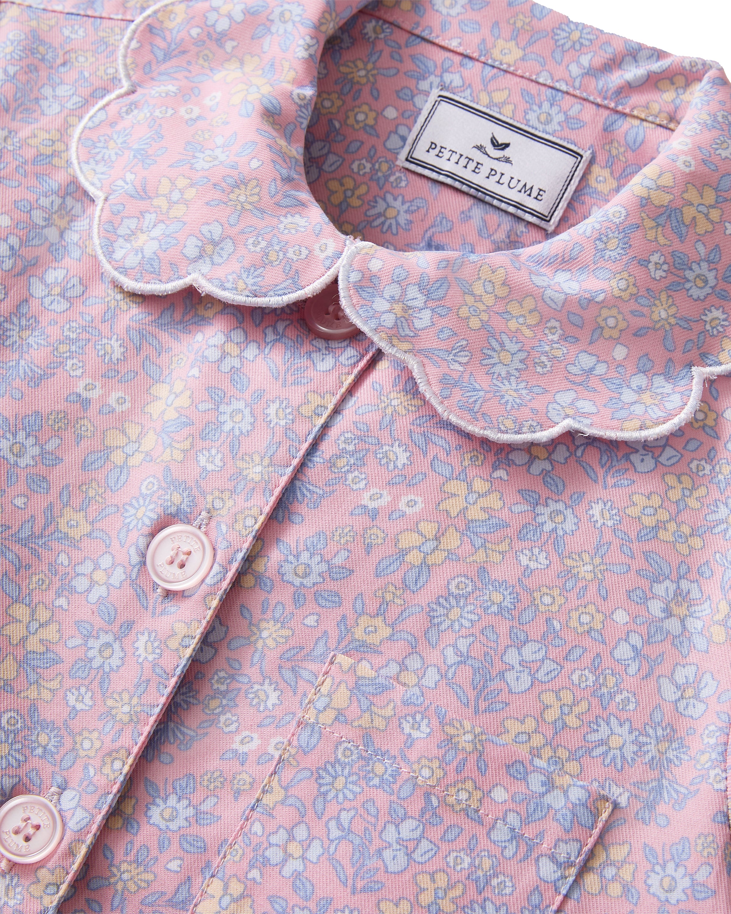 Kid's Twill Colette Pajama Set in Fleur Blush - Image 9