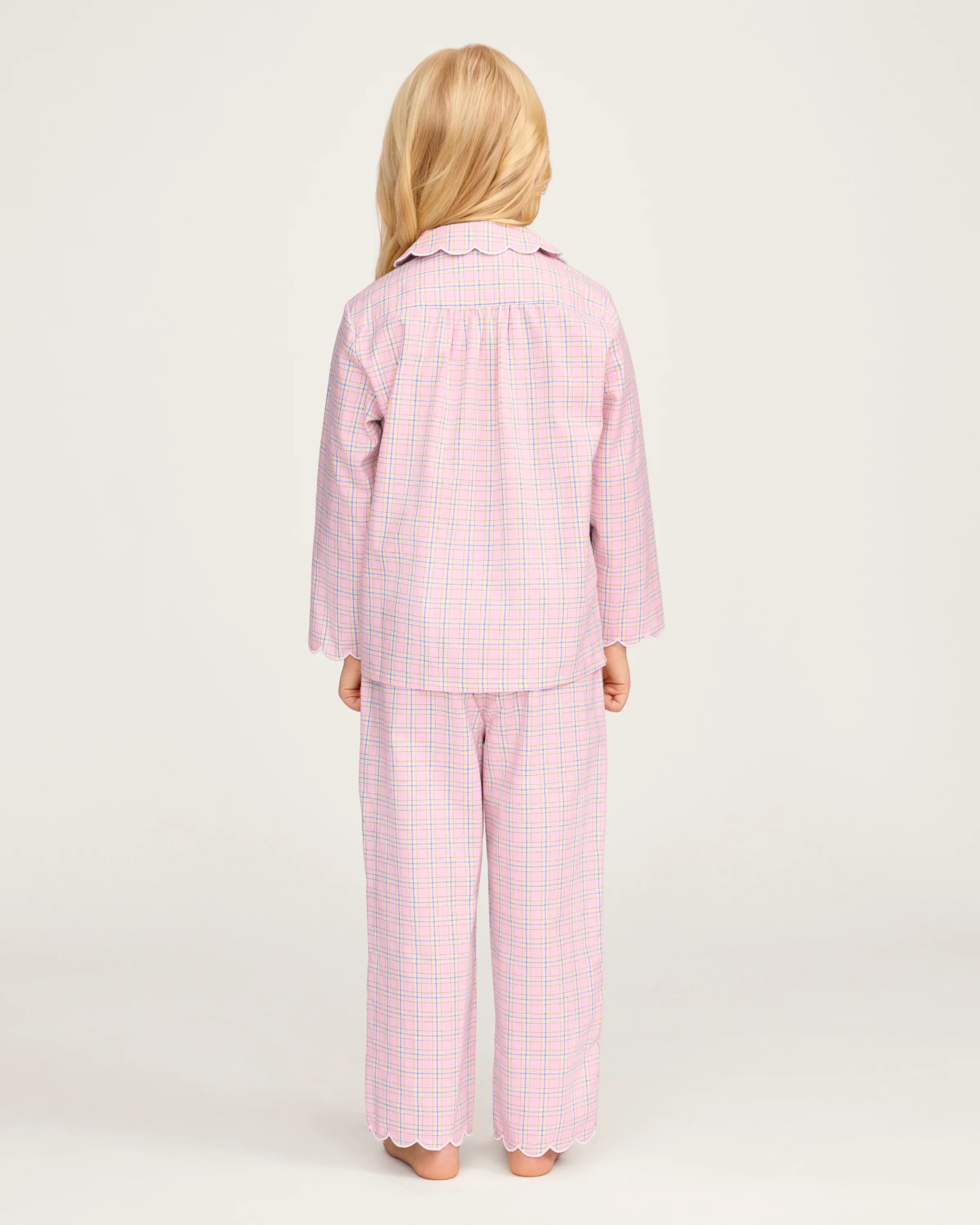 Kid's Twill Colette Pajama Set in Peony Plaid - Image 5