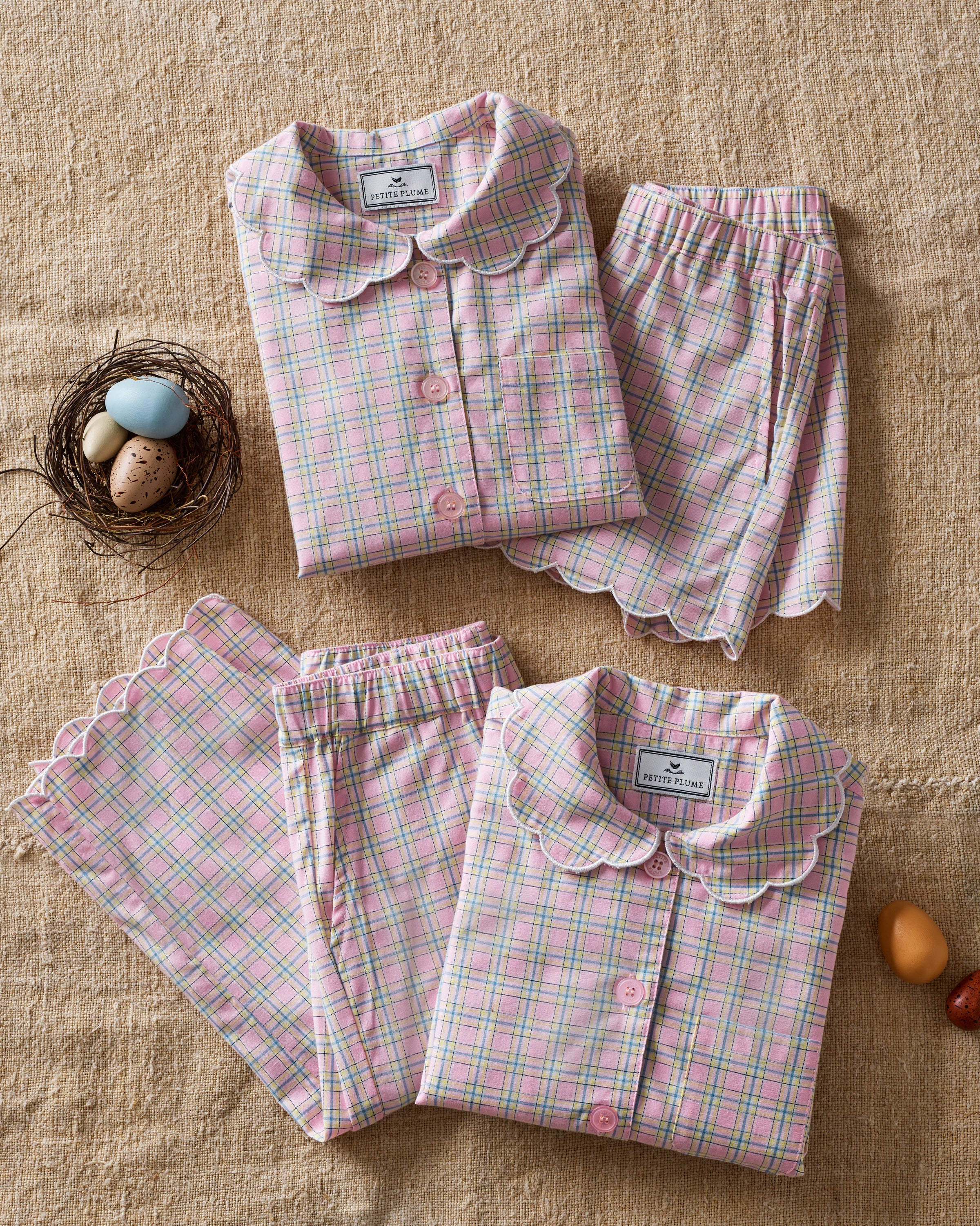 Kid's Twill Colette Pajama Set in Peony Plaid - Image 6