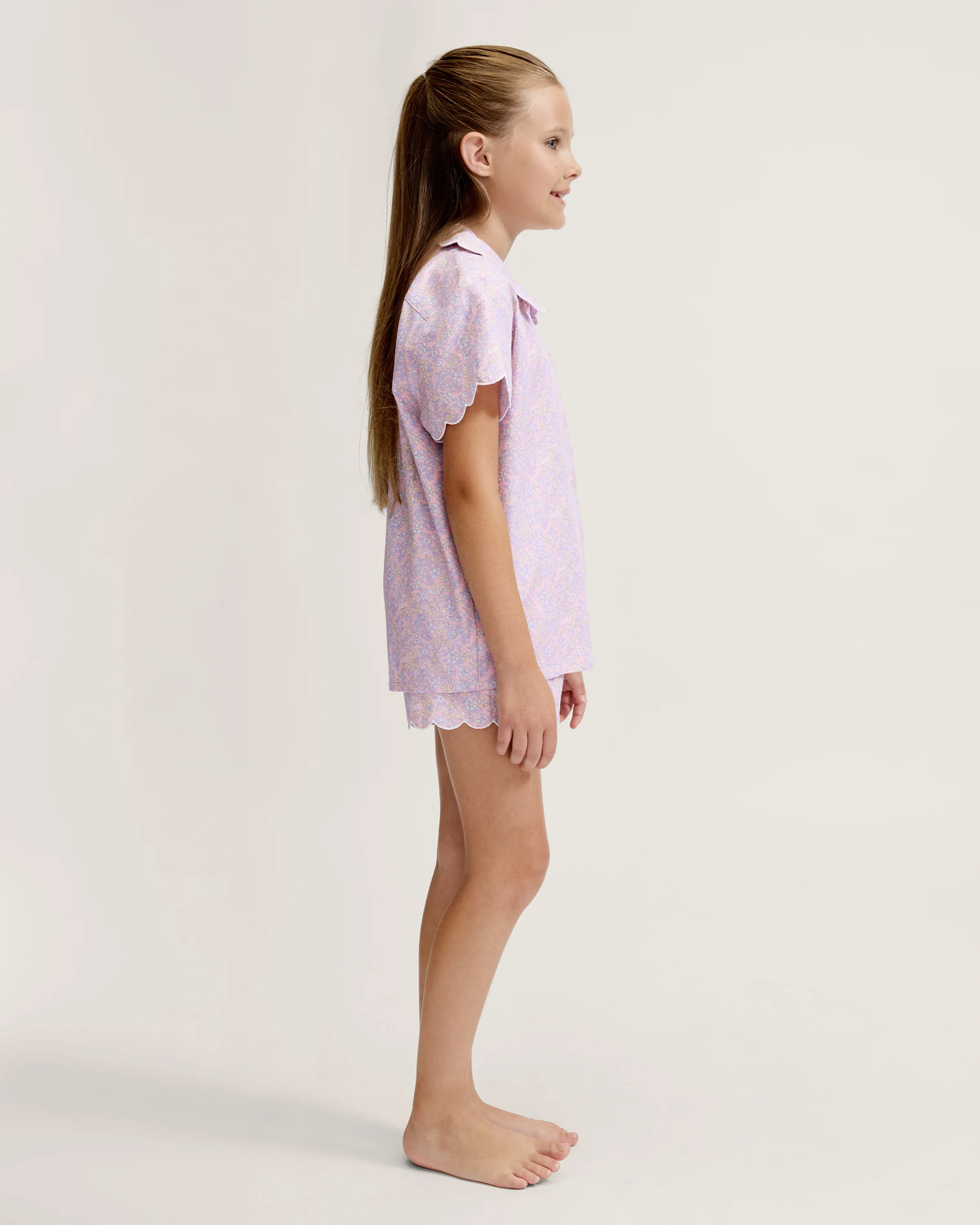 Kid's Twill Colette Short Set in Fleur Blush - Image 4