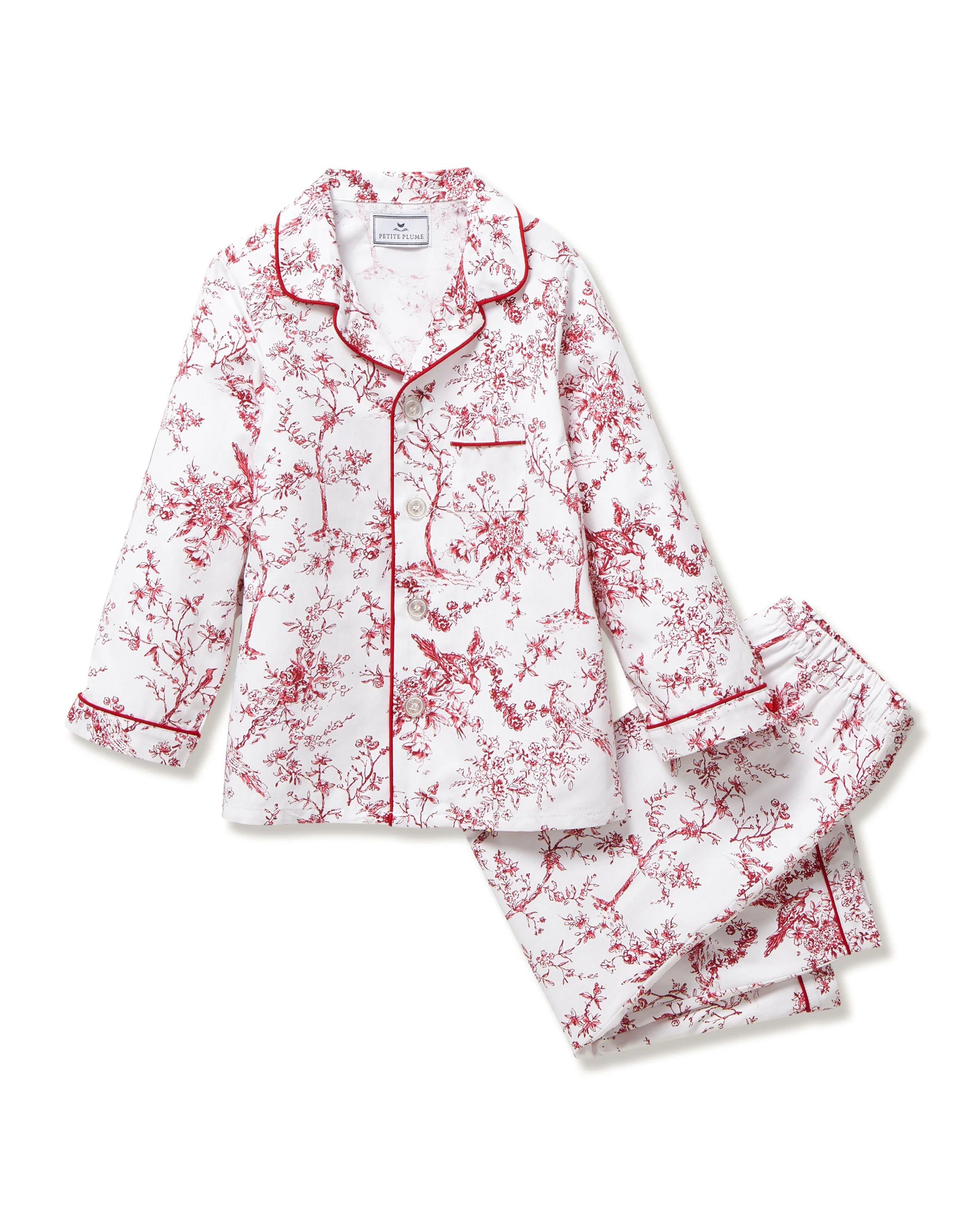 Kid's Twill Pajama Set in Red Timeless Toile - Image 6