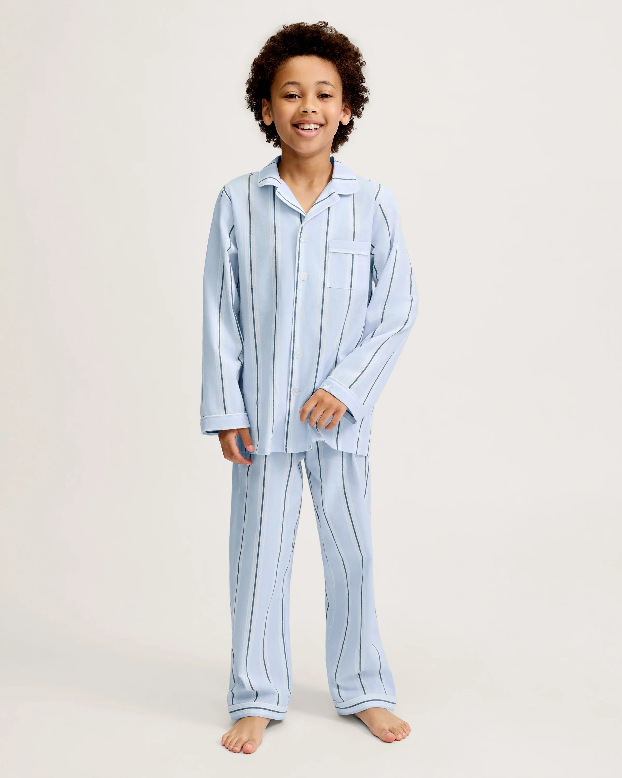 Kid's Twill Pajama Set in Coastal Stripe