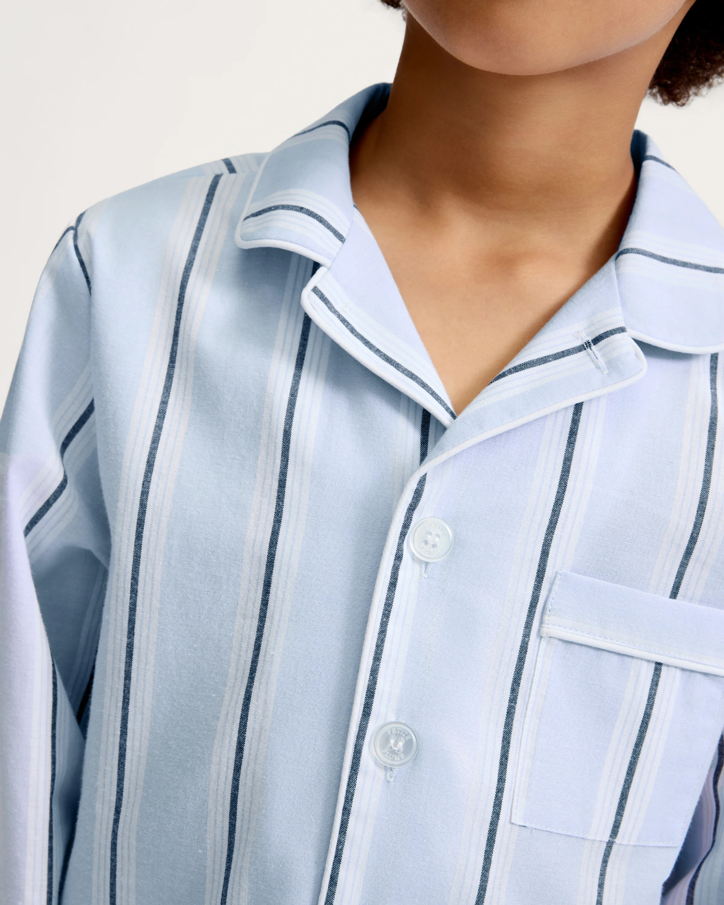 Kid's Twill Pajama Set in Coastal Stripe - Image 2