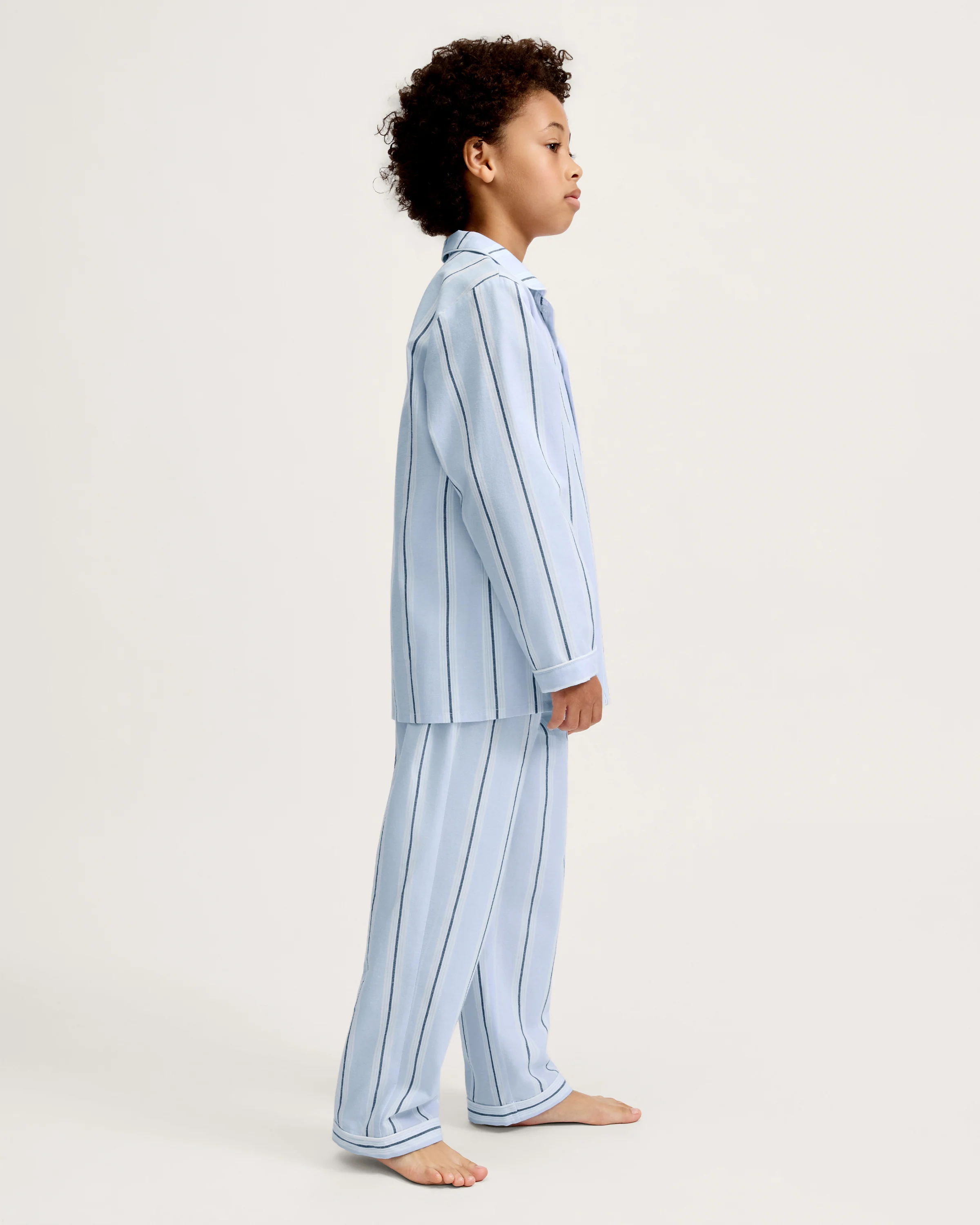 Kid's Twill Pajama Set in Coastal Stripe - Image 3