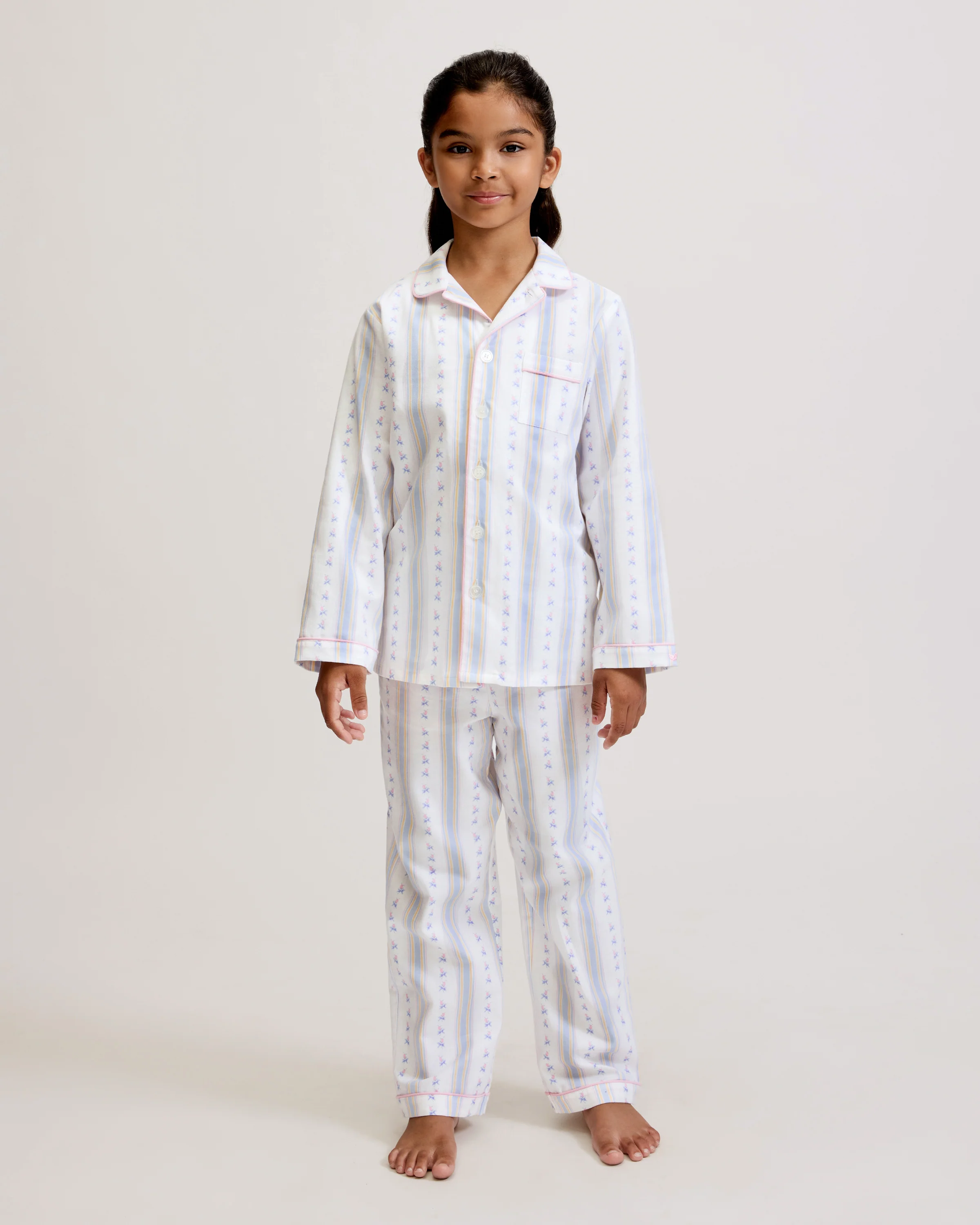 Kid's Twill Pajama Set in Cottage Stripe
