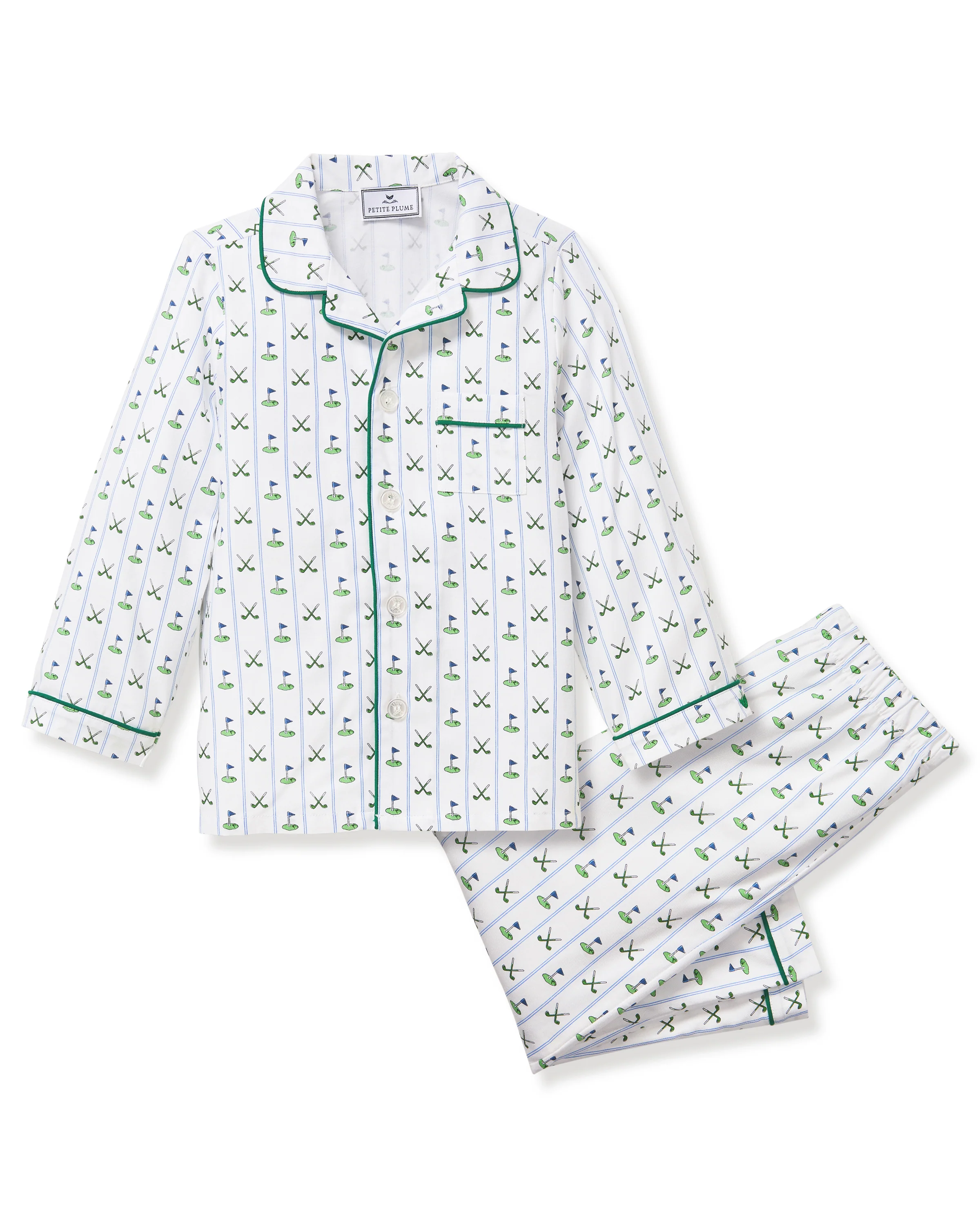 Kid's Twill Pajama Set in Fairway Stripe - Image 6
