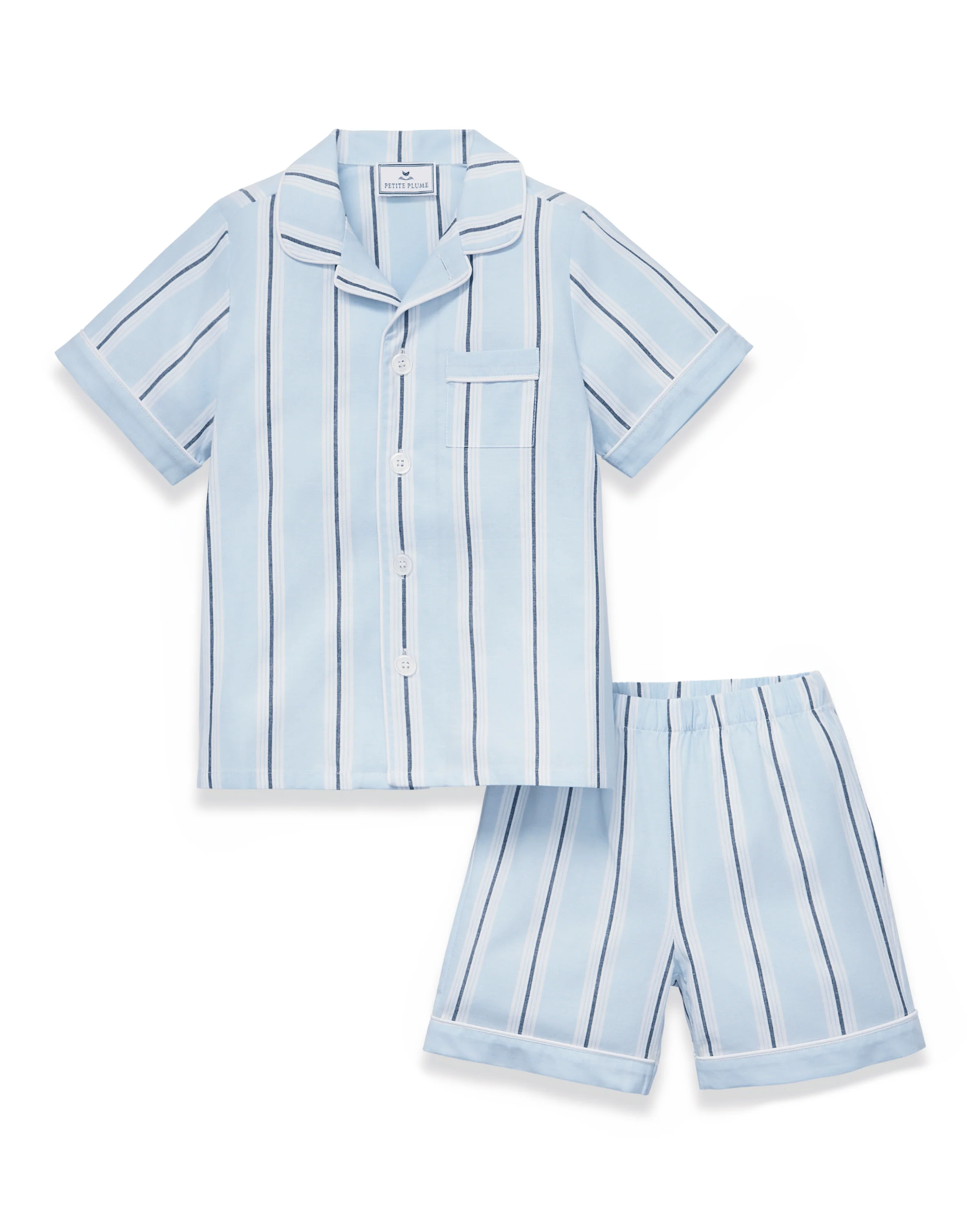 Kid's Twill Pajama Short Set in Coastal Stripe - Image 5