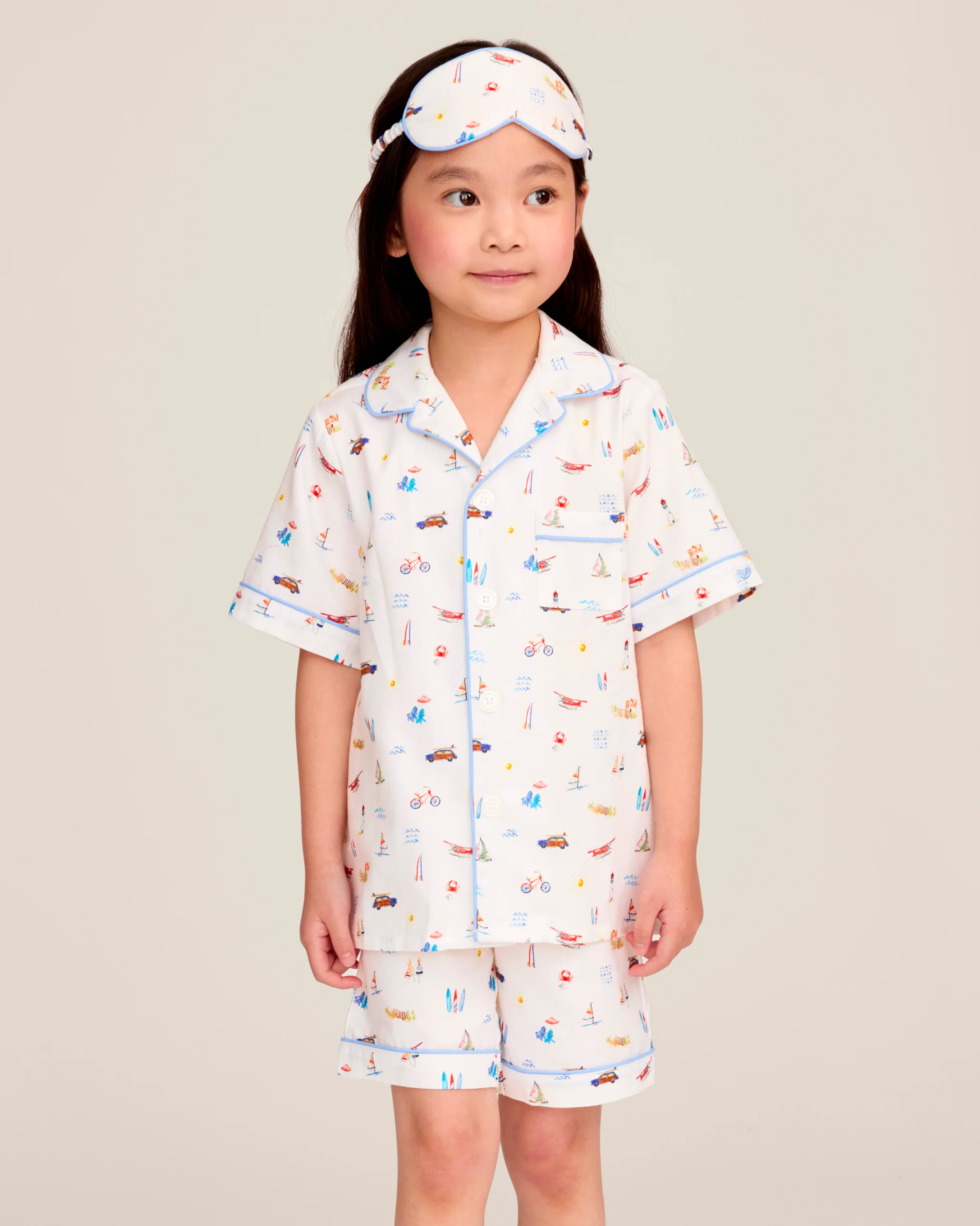 Kid's Twill Pajama Short Set in Summer Nostalgia - Image 2