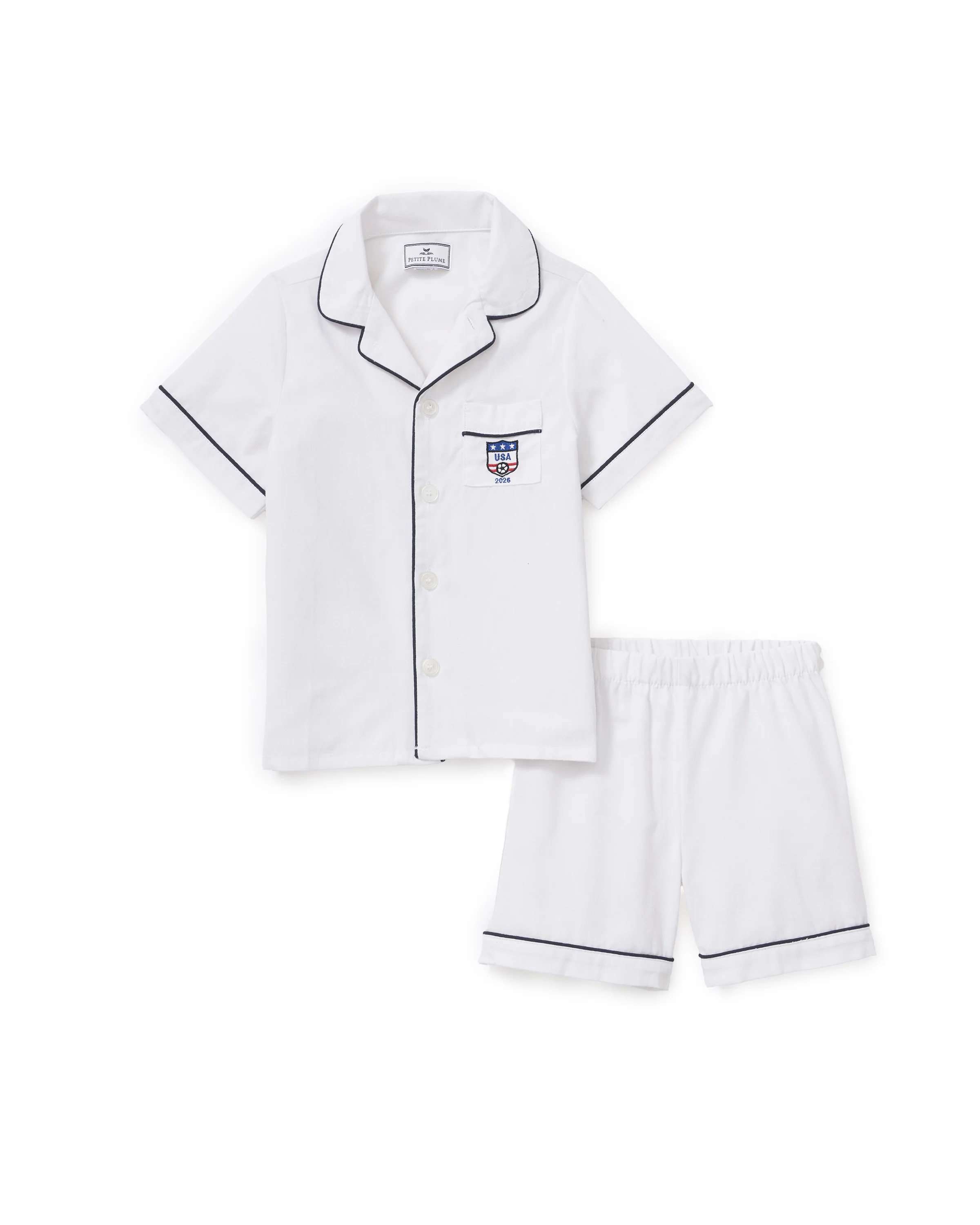 Kid's Twill Pajama Short Set with Team USA Custom Embroidery - Image 5