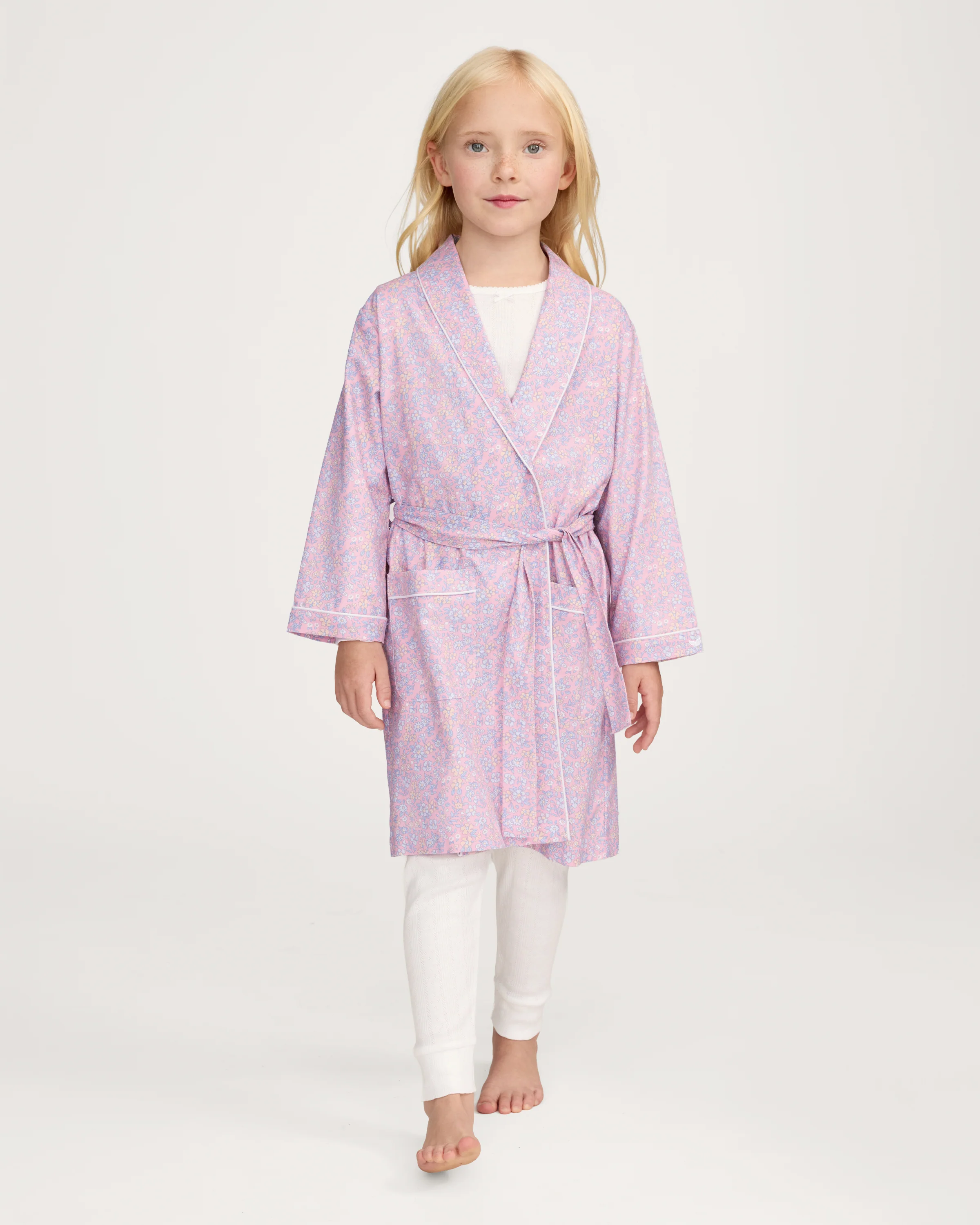 Kid's Twill Robe in Fleur Blush - Image 2
