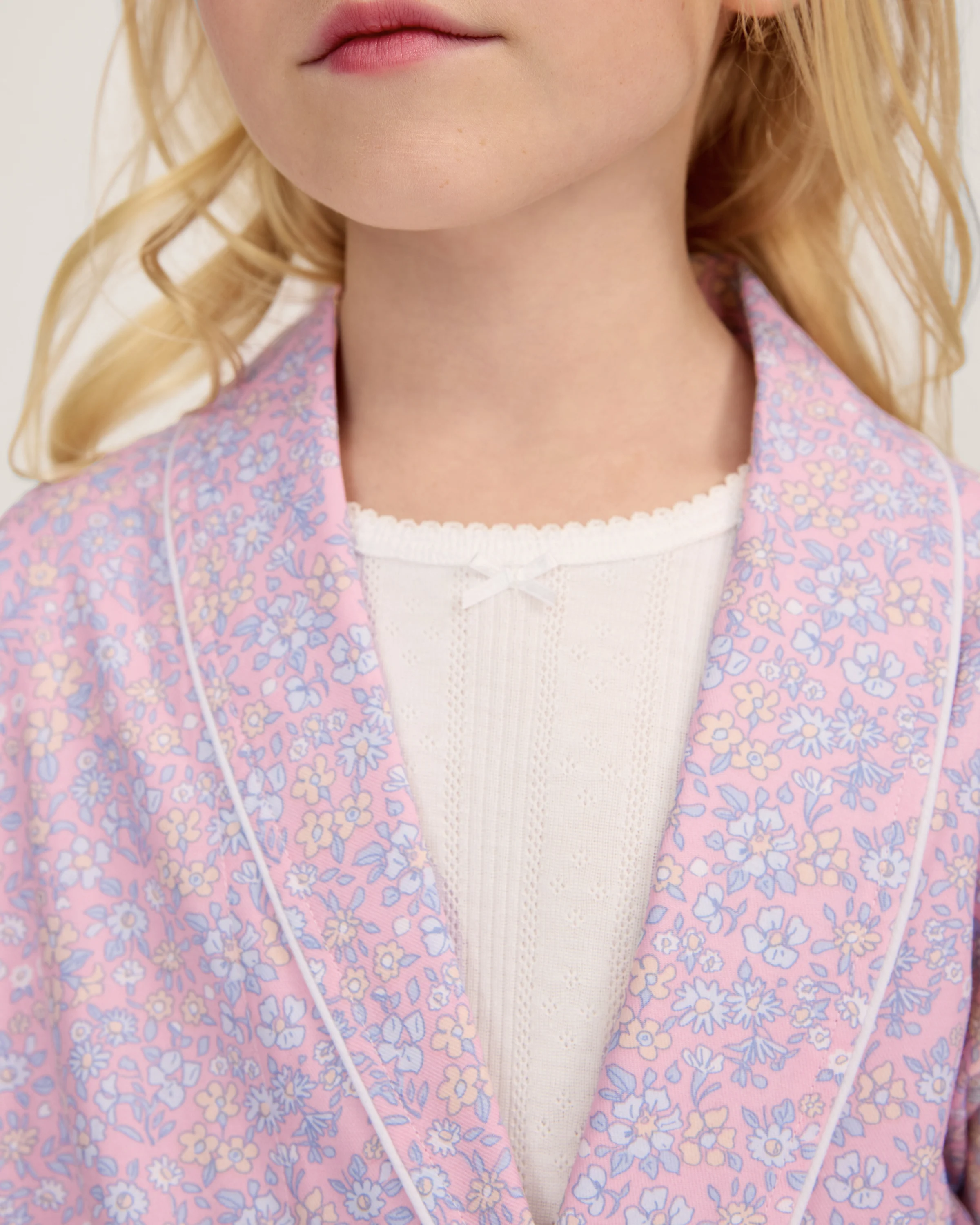 Kid's Twill Robe in Fleur Blush - Image 3