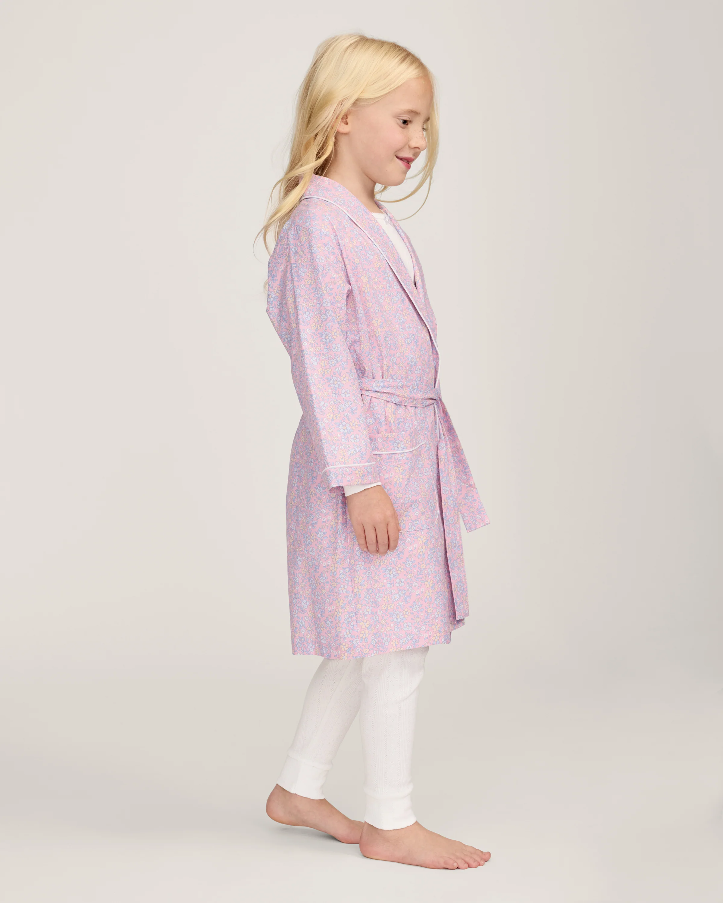 Kid's Twill Robe in Fleur Blush - Image 4