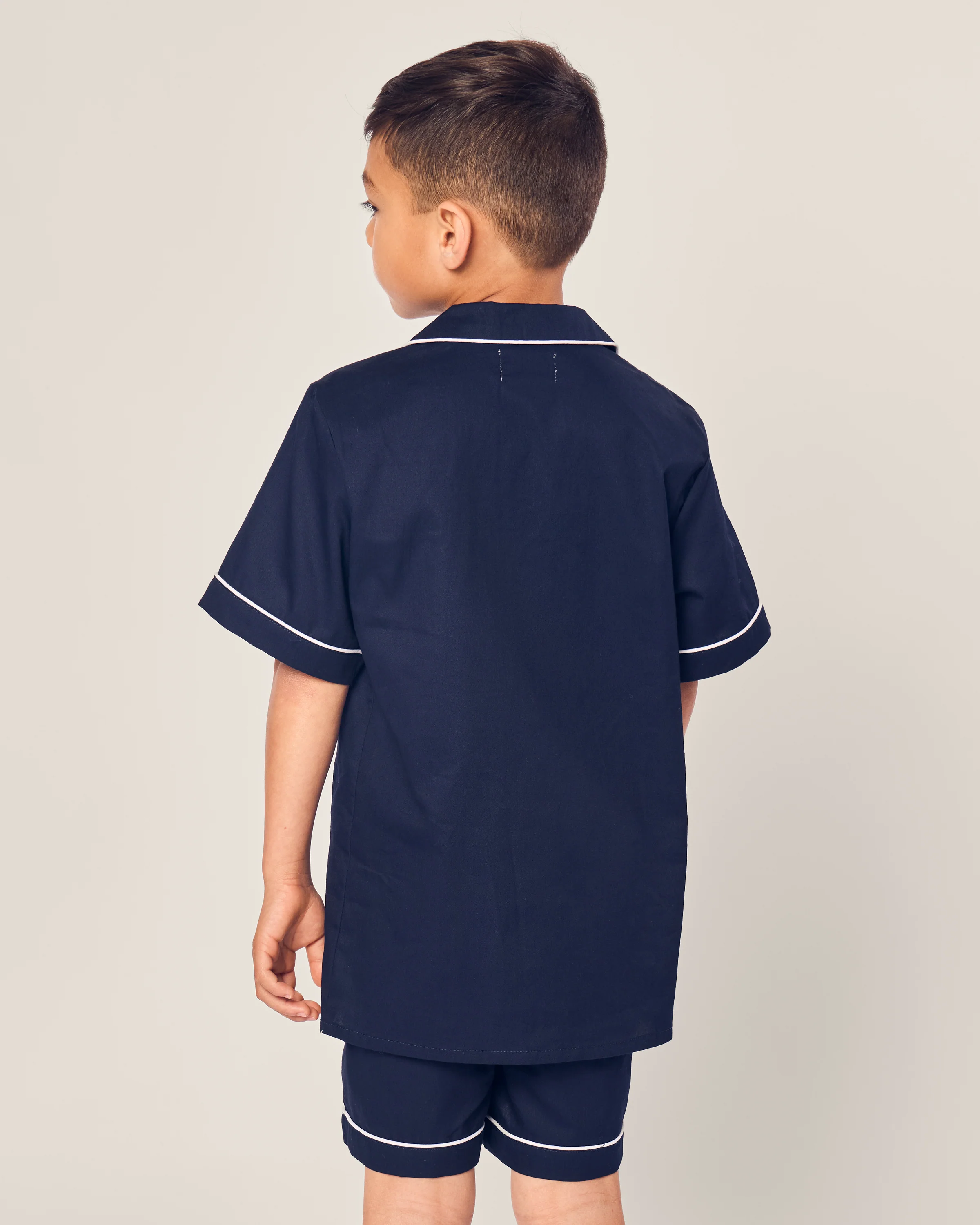 Kid's Twill Short Sleeve Short Set in Navy - Image 3
