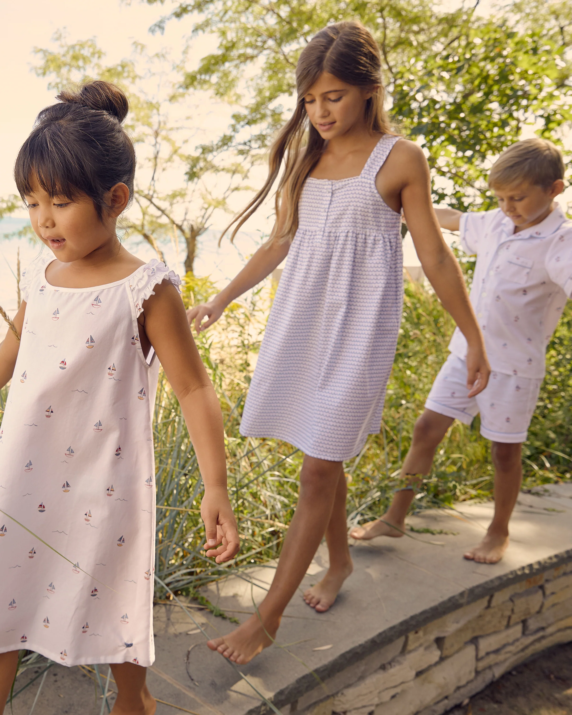 Girl's Twill Charlotte Nightgown in La Mer - Image 4