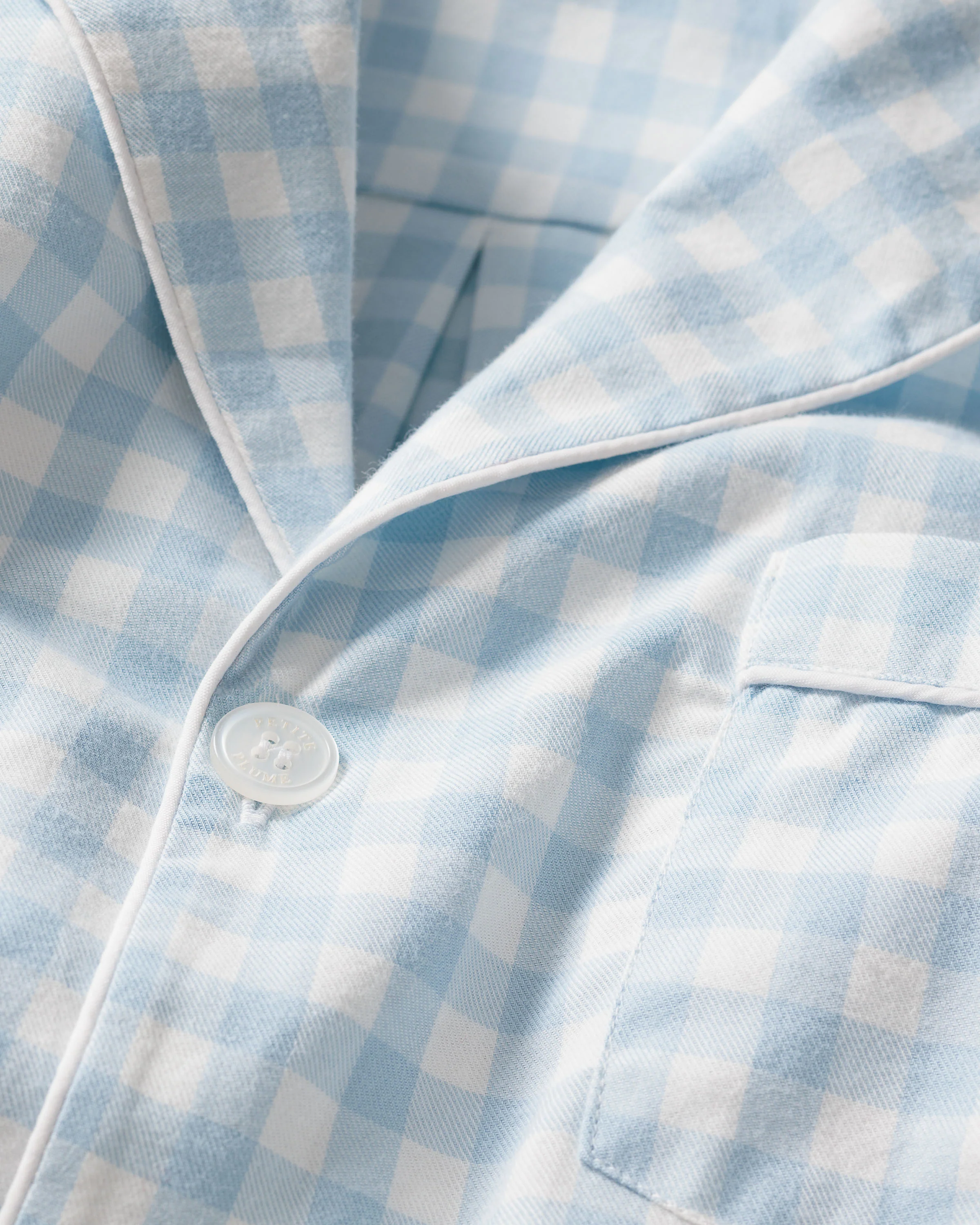 Kid's Twill Pajama Set in Light Blue Gingham - Image 7