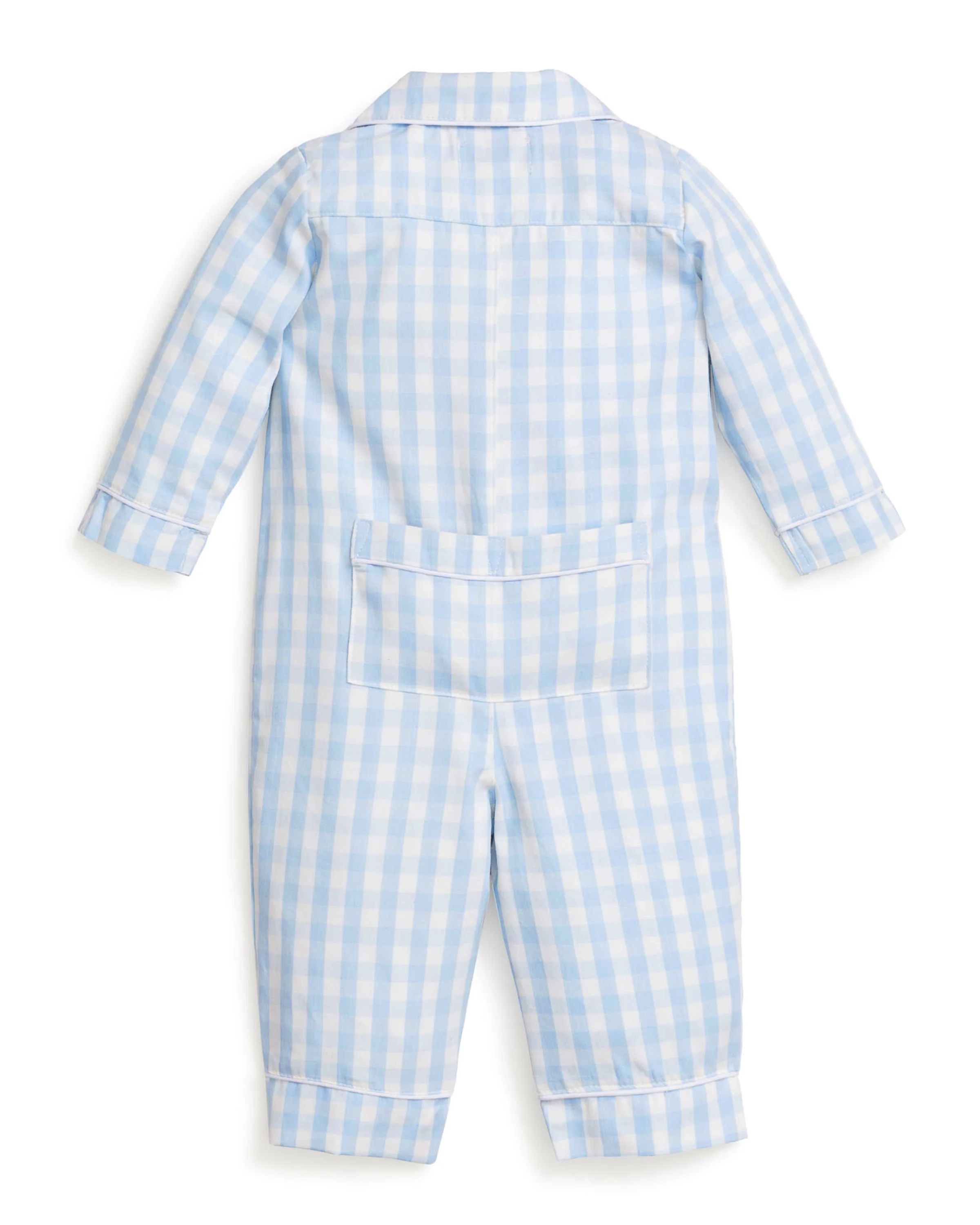 Baby's Twill Classic Romper in Light Blue Gingham - Image 4