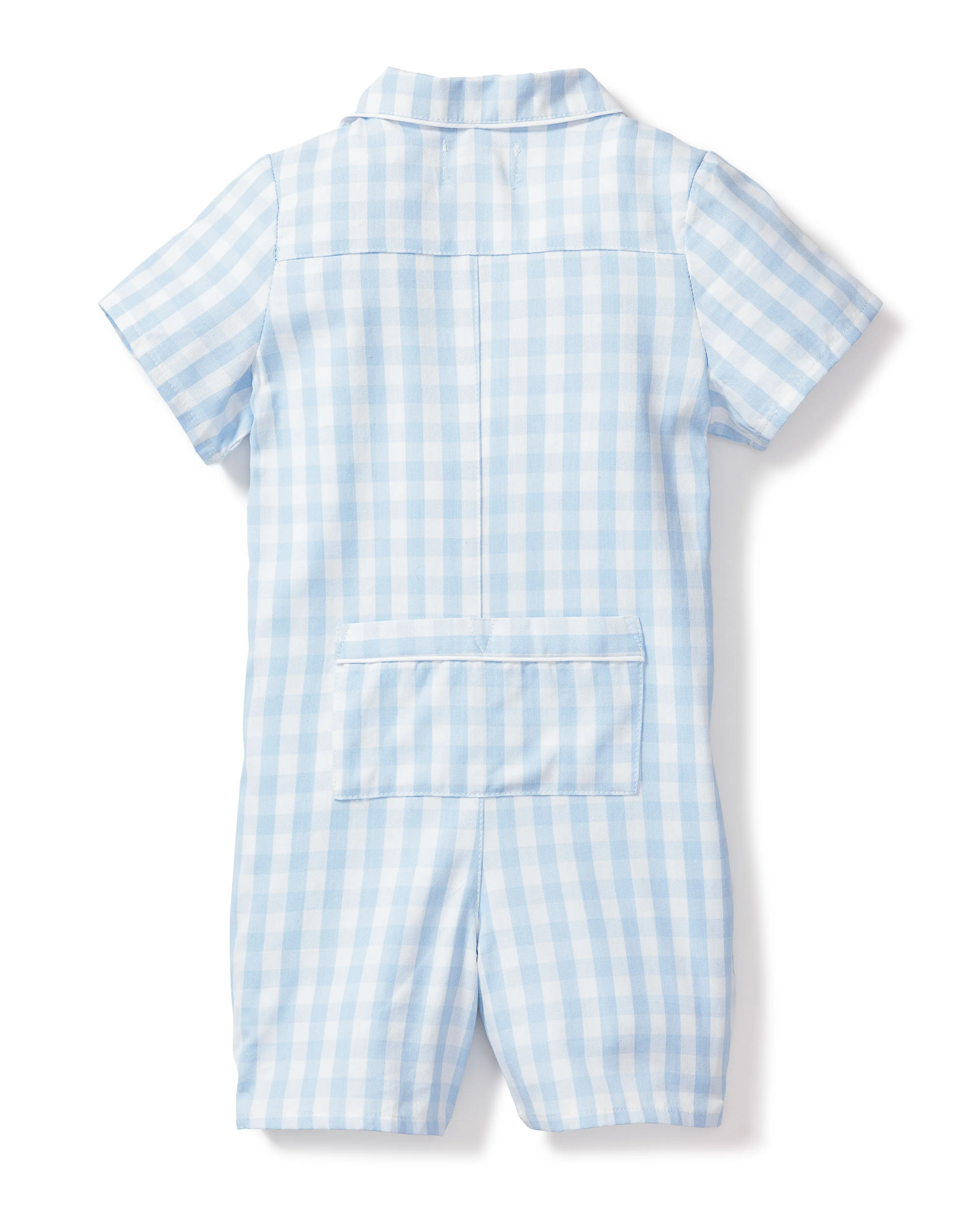 Baby's Twill Summer Romper in Light Blue Gingham - Image 5