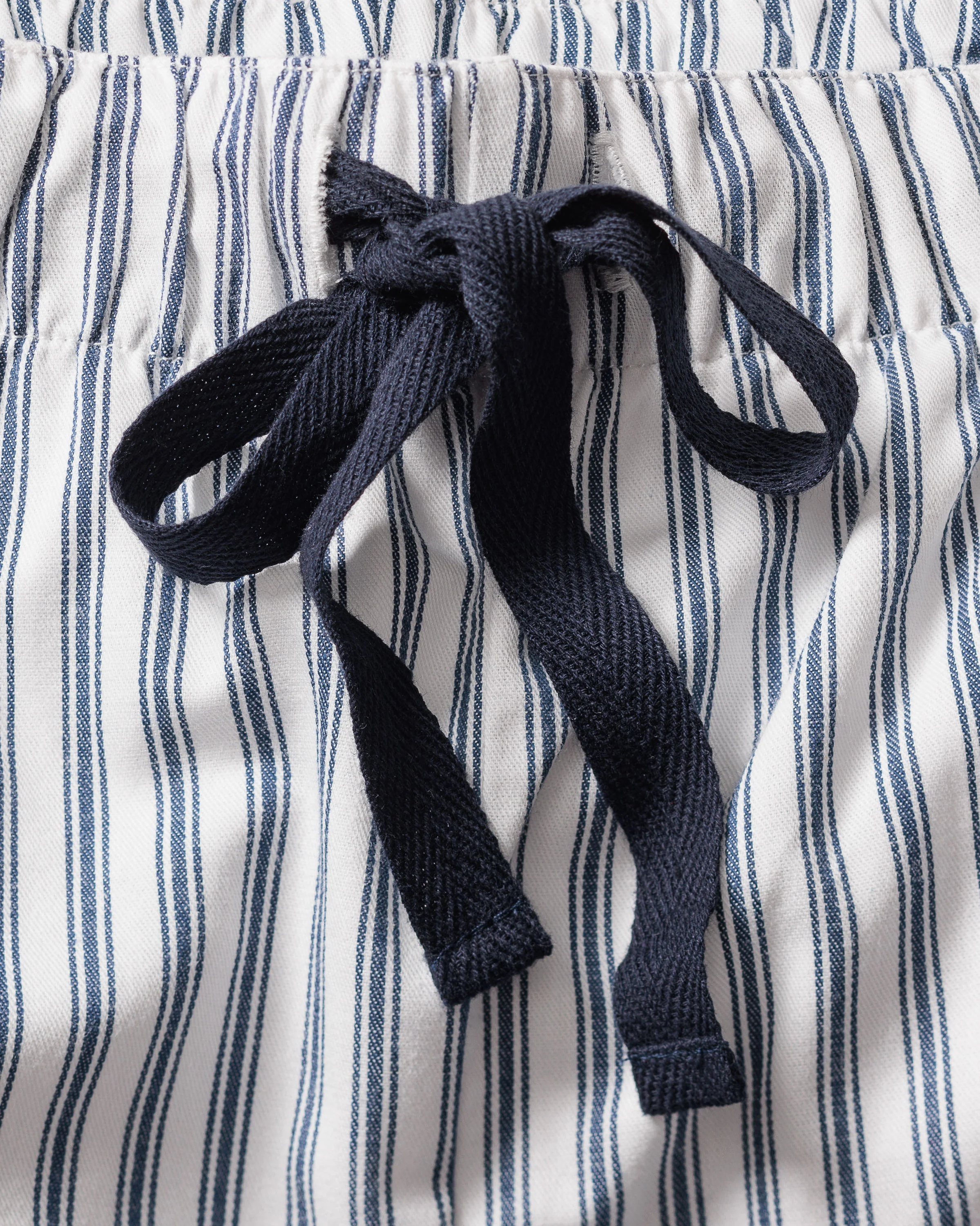 Women's Twill Pajama Long Sleeve Short Set in Navy French Ticking - Image 4